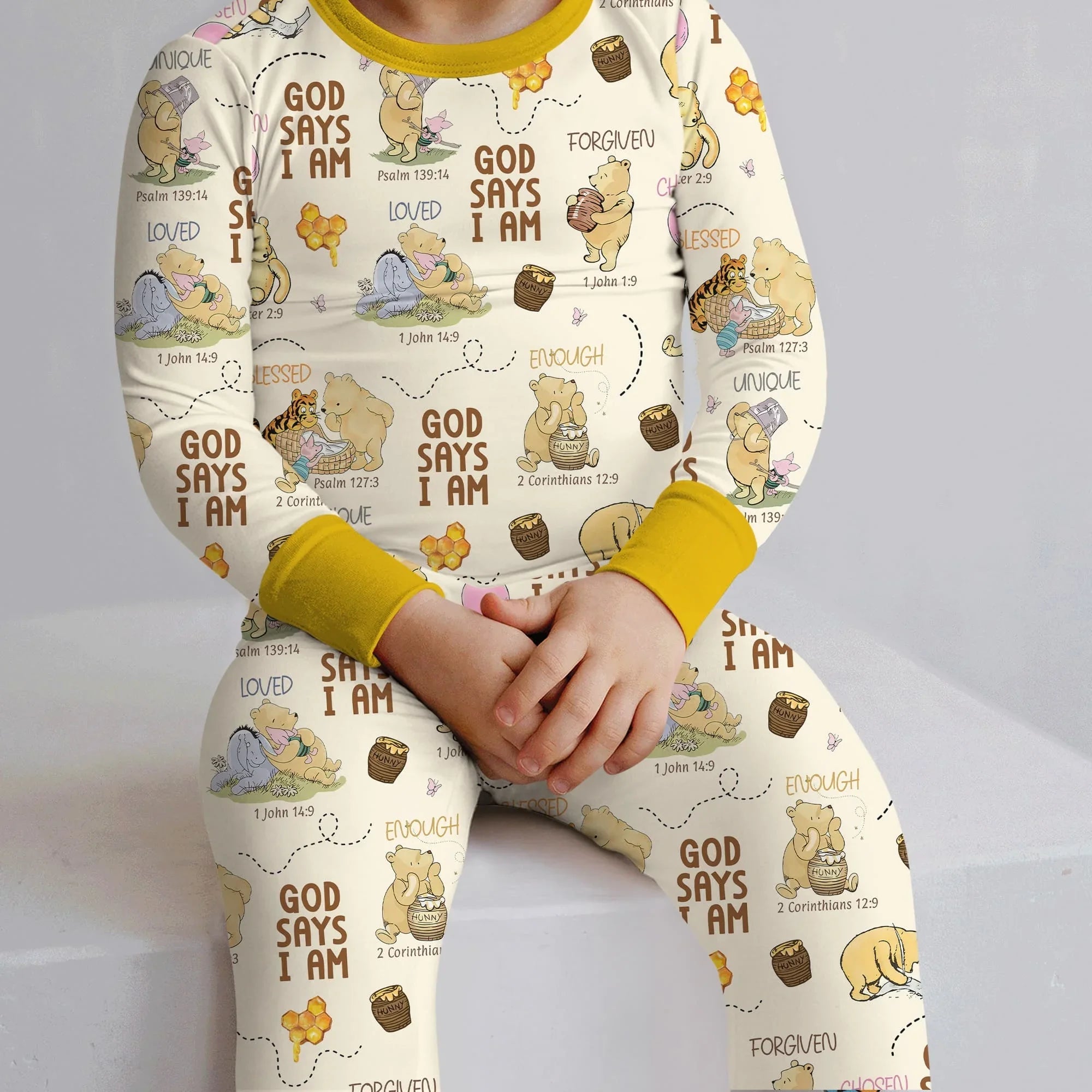 God Says I Am – Little Blessings Bamboo Two Piece Long Sleeve Pajama Set