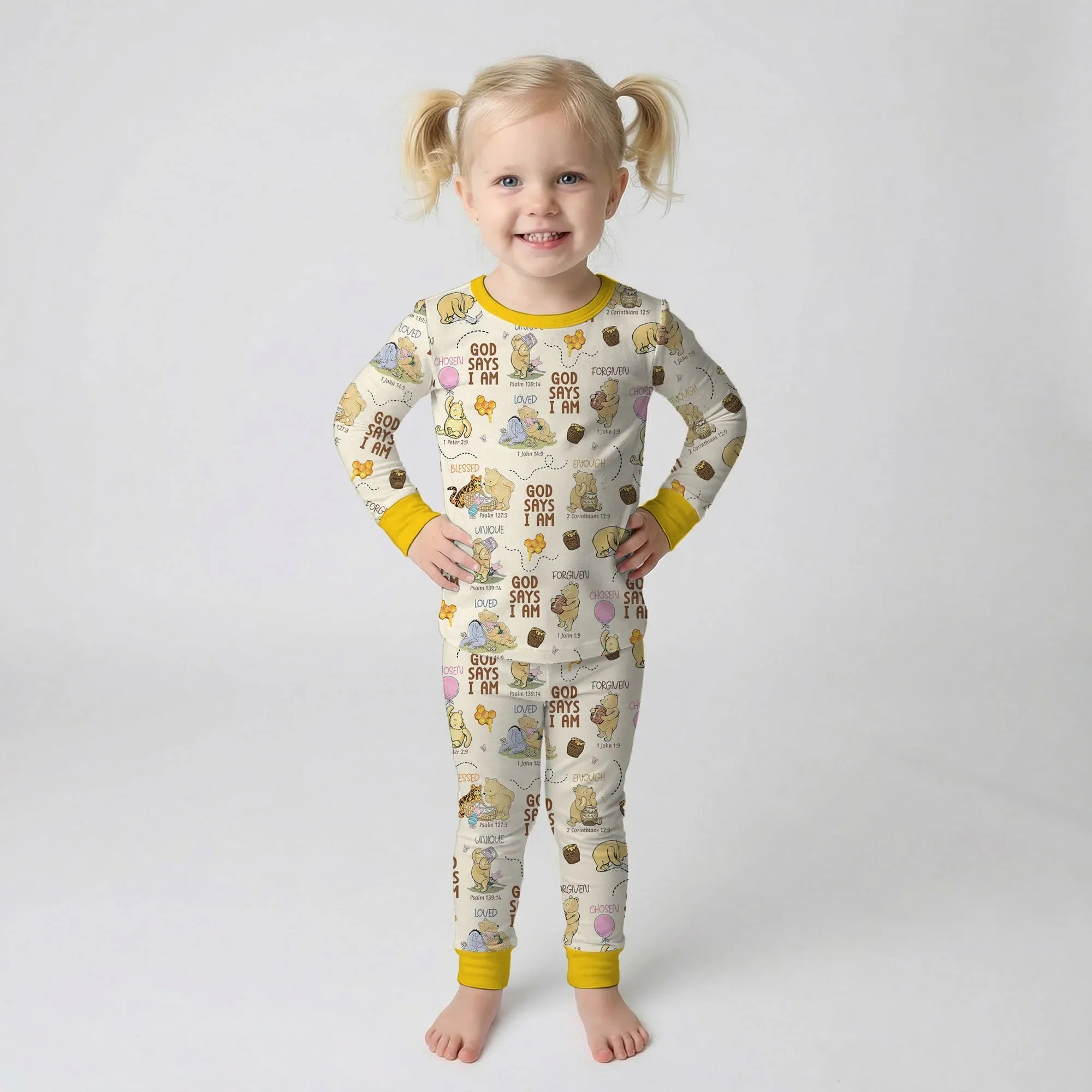 God Says I Am – Little Blessings Bamboo Two Piece Long Sleeve Pajama Set