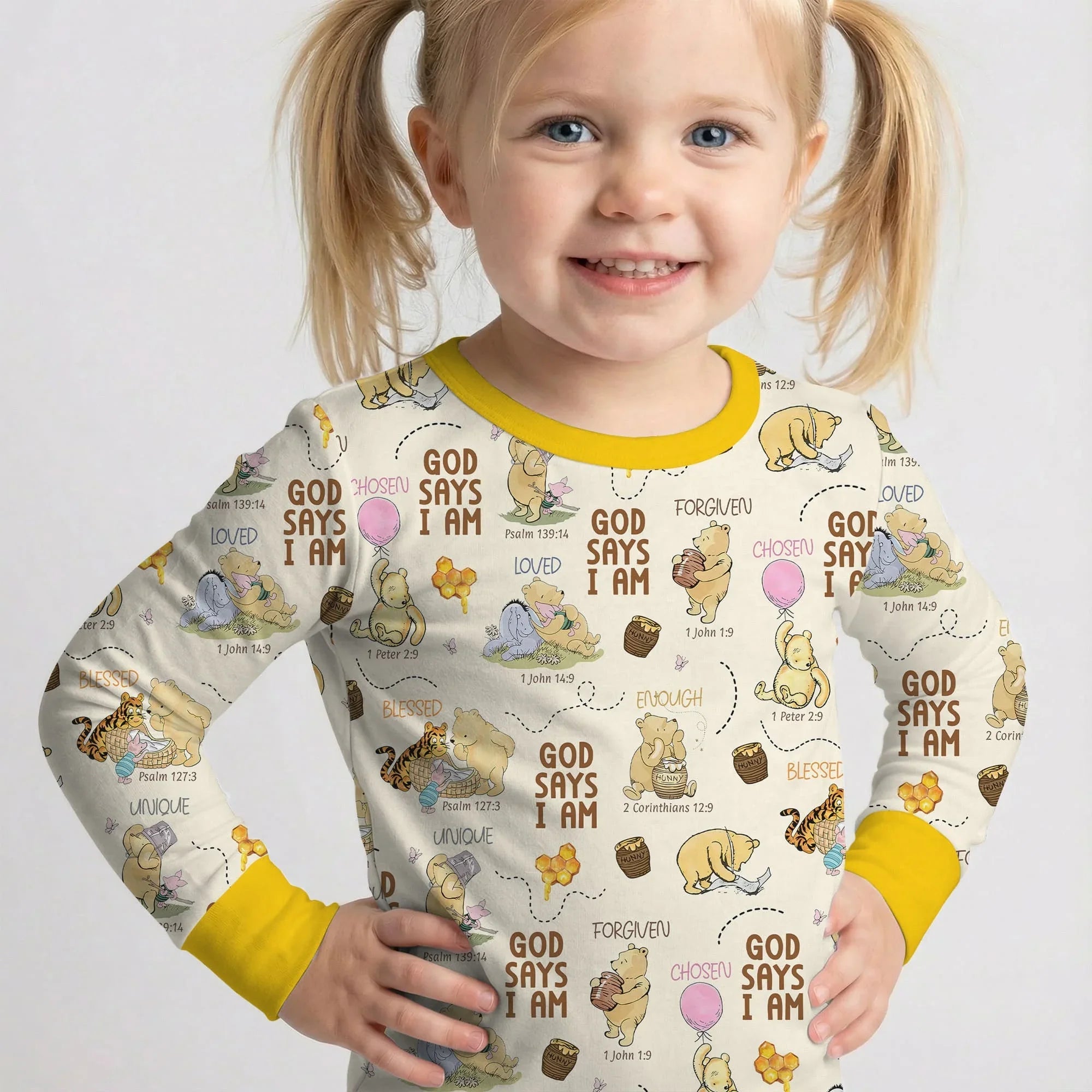 God Says I Am – Little Blessings Bamboo Two Piece Long Sleeve Pajama Set