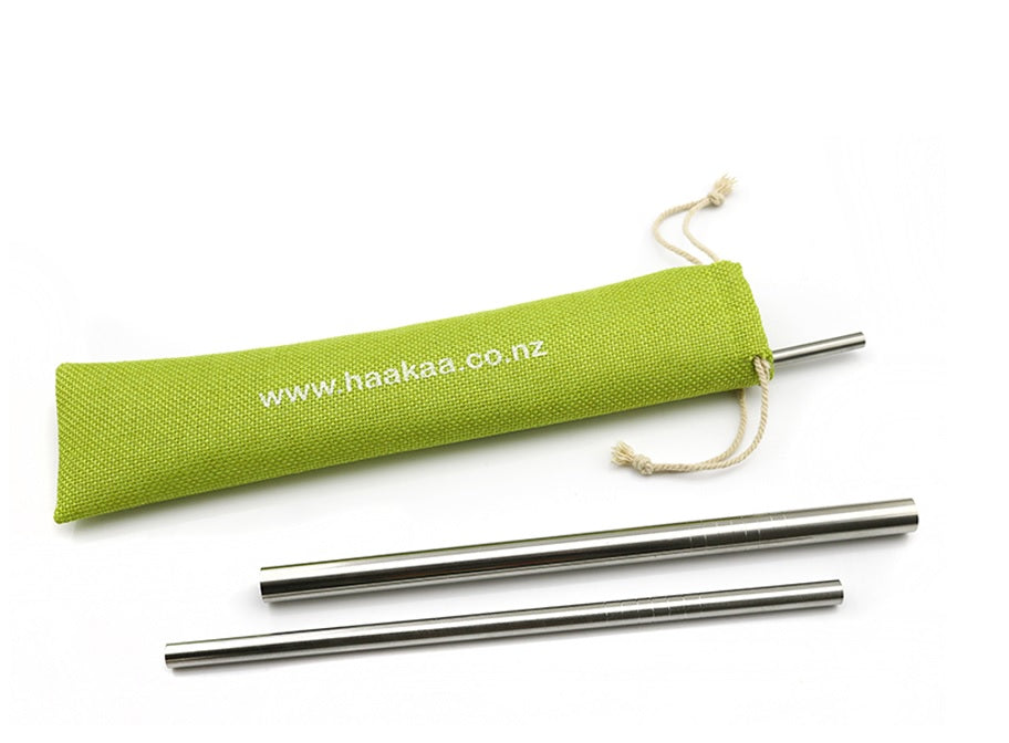 Haakaa Straight Stainless Steel Straws With Cleaning Brush, 3 Pk