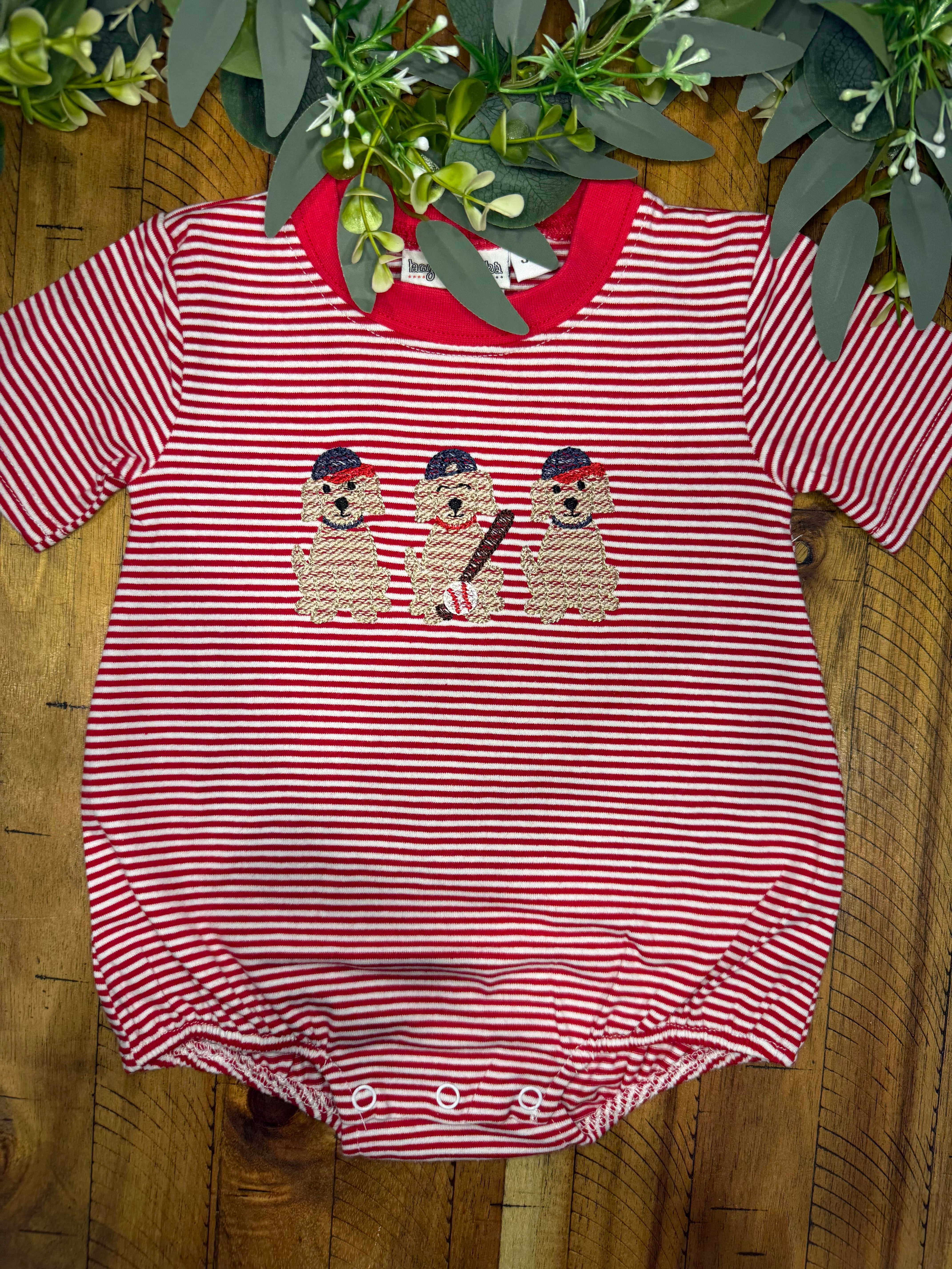 Embroidered Red Striped Baseball Bubble