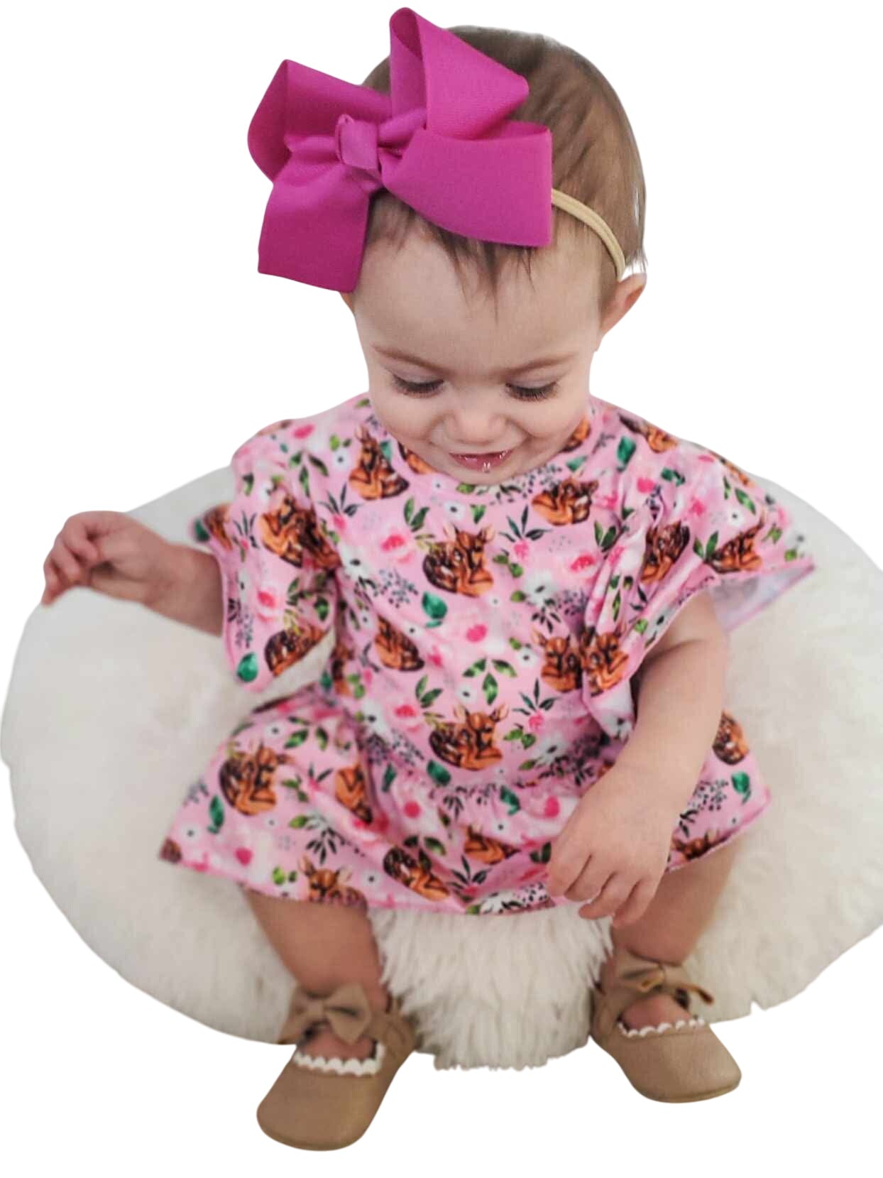 Pink Fawn Skirted Romper