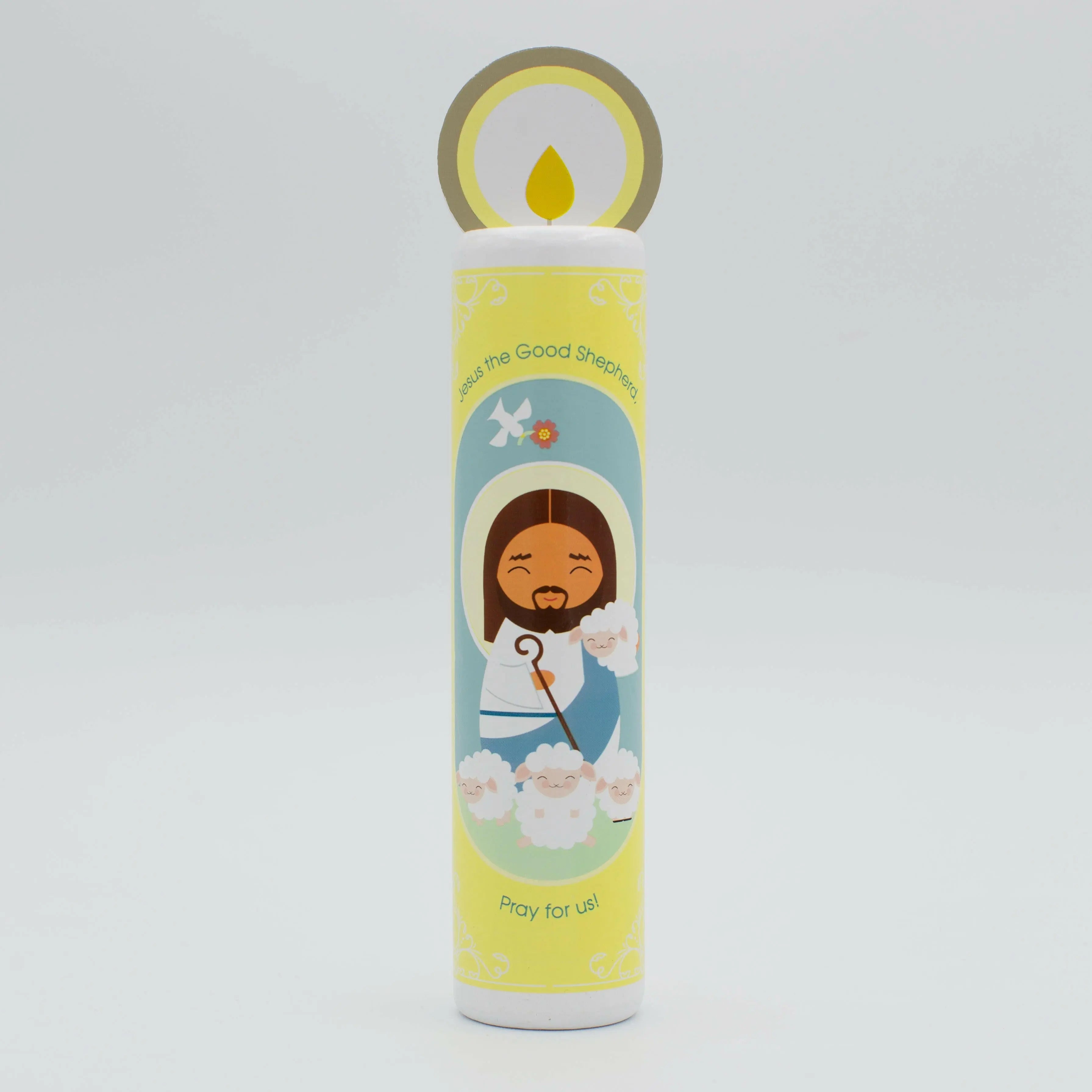 Jesus Christ, The Good Shepherd (The Our Father) Wooden Prayer Candle
