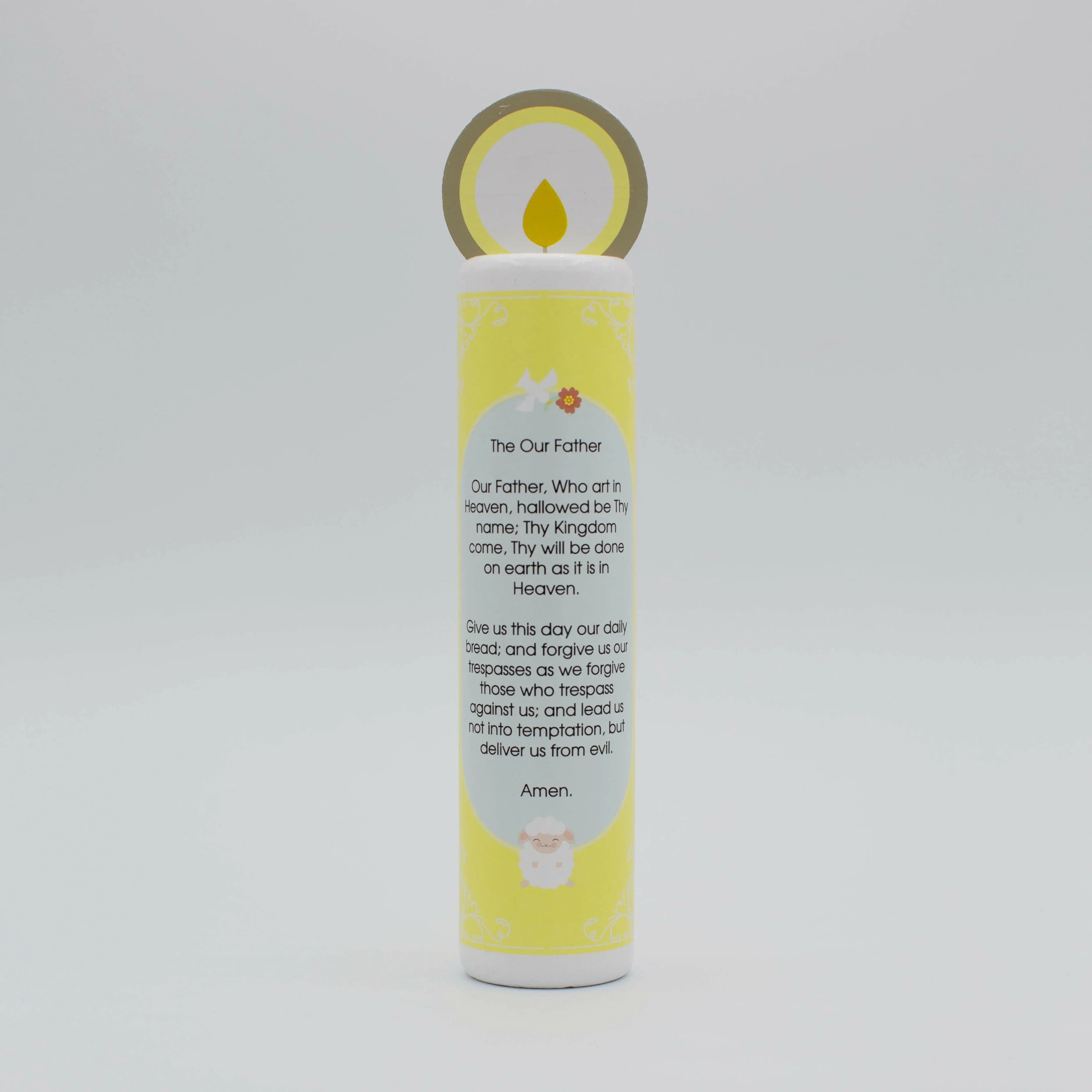 Jesus Christ, The Good Shepherd (The Our Father) Wooden Prayer Candle