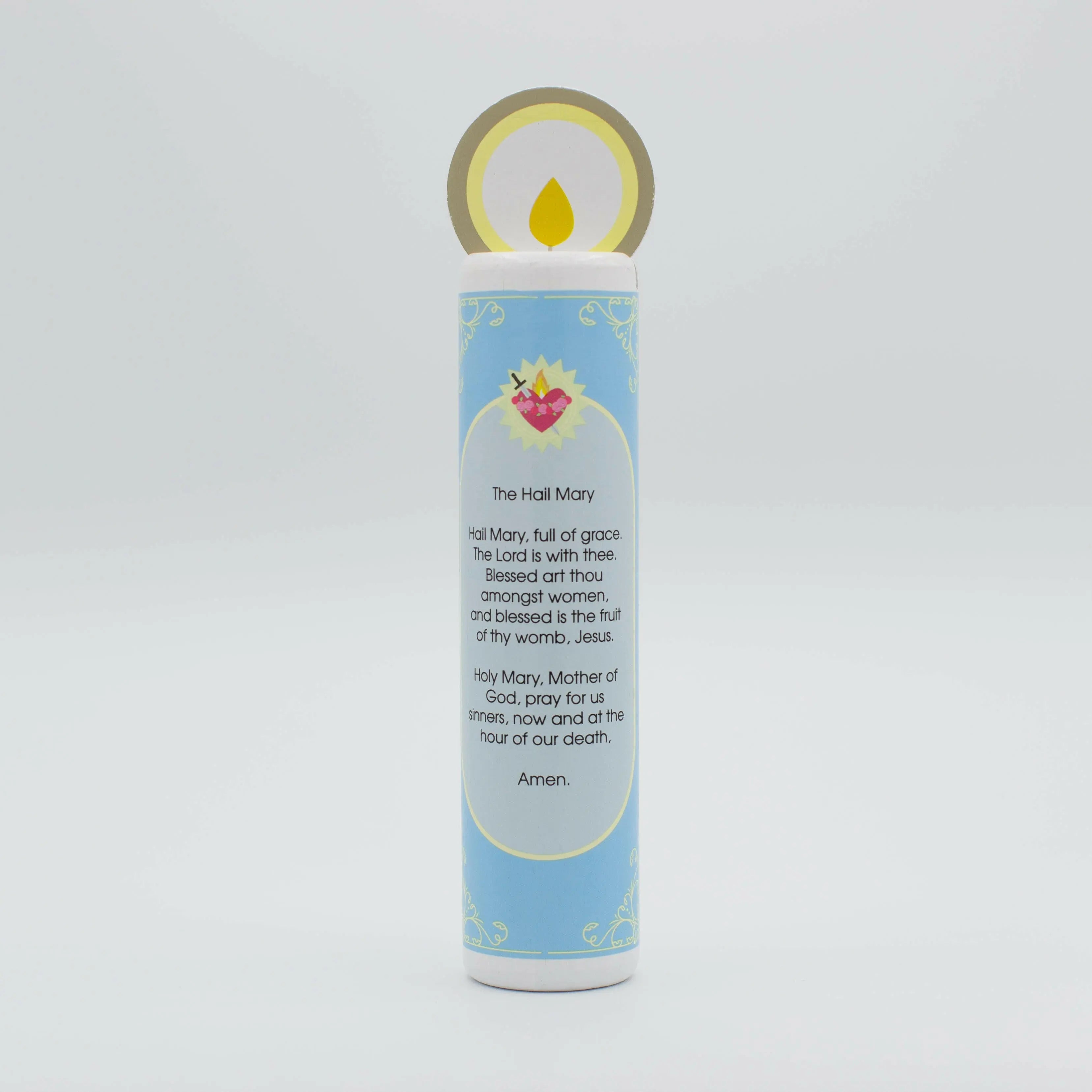Our Lady Of The Rosary (hail Mary) Wooden Prayer Candle