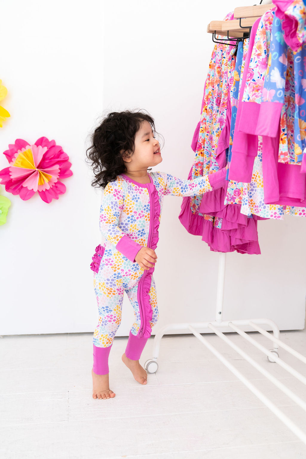 Korrie Dots Bamboo Ruffle Convertible Footie