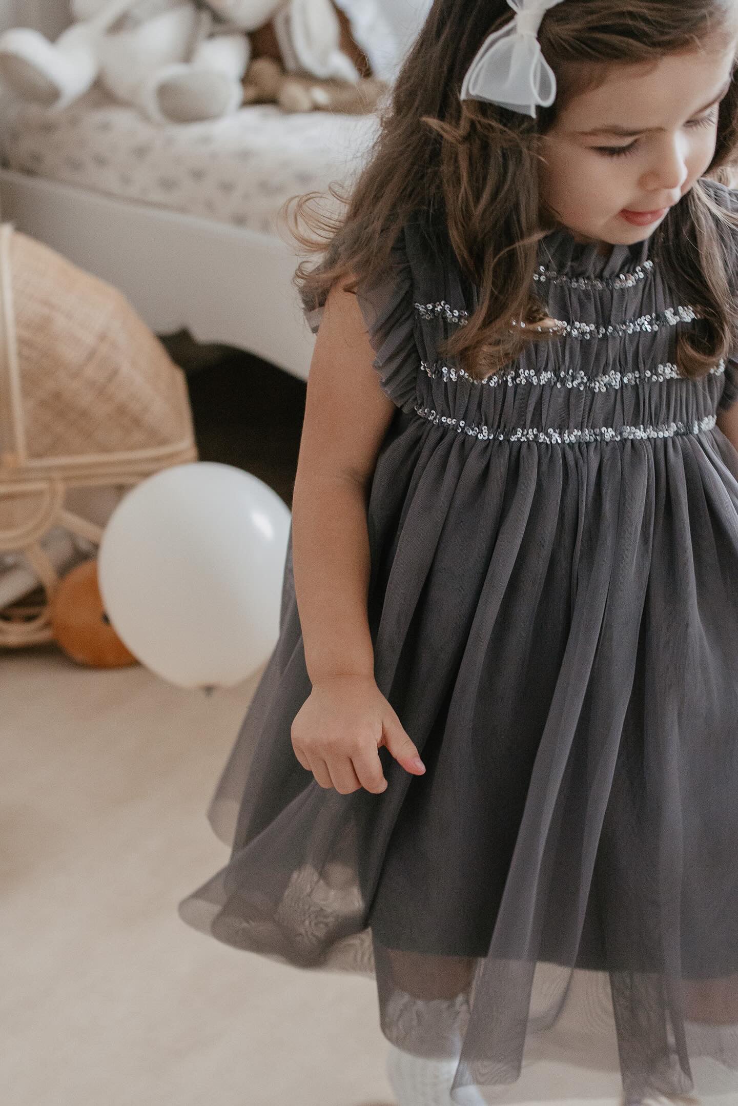 Scarlett | Cotton Tulle Dress | Sleet Gray
