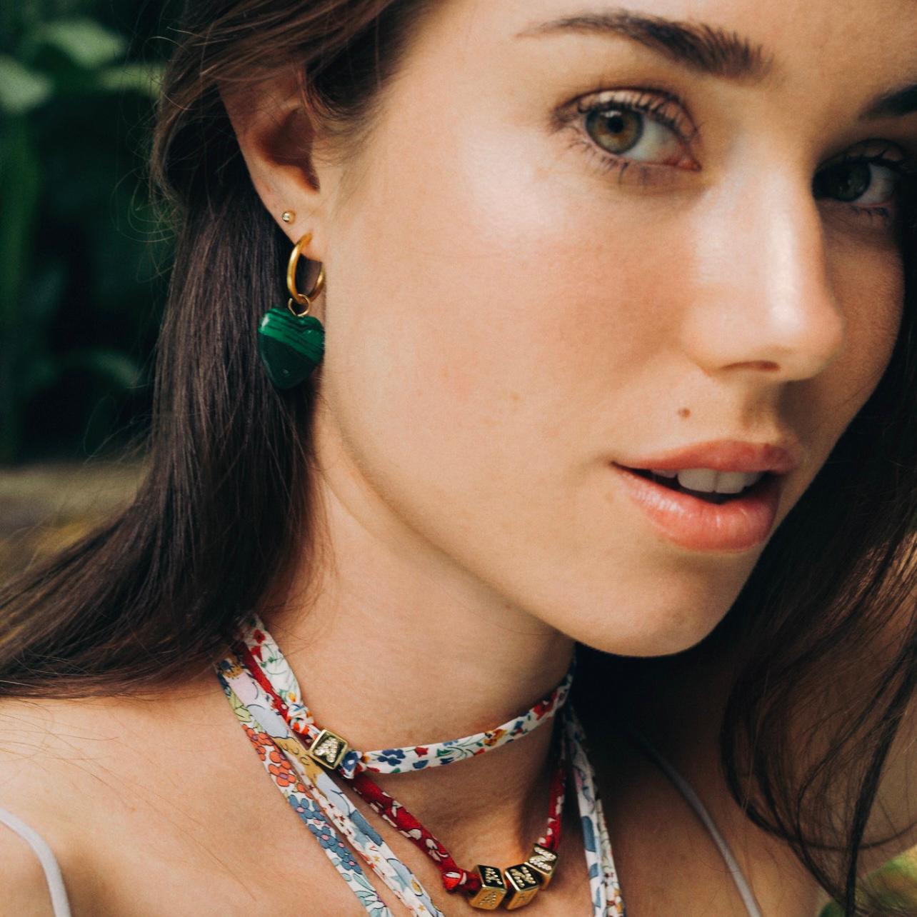 Malachite Heart Hoop Earrings