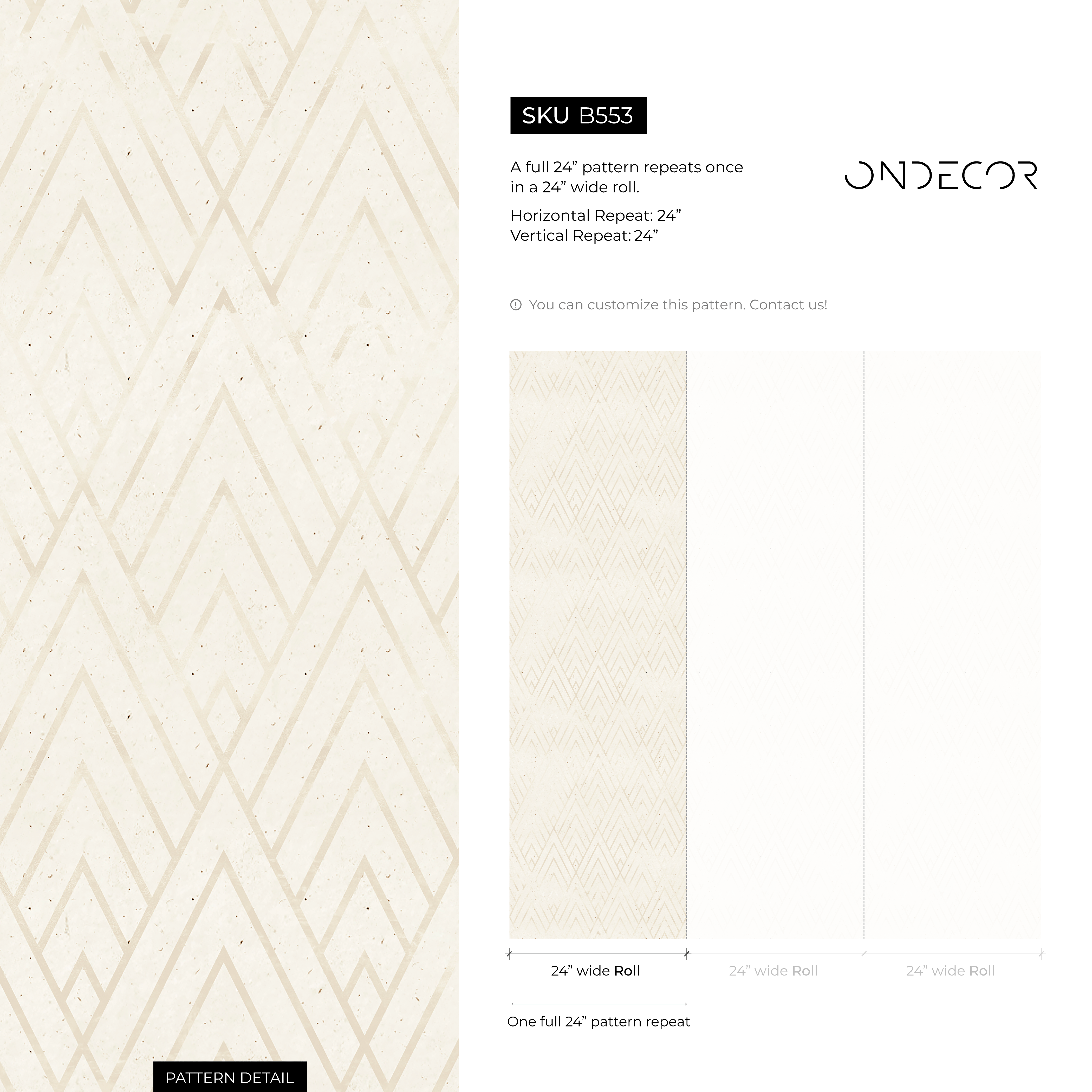 Geometric Wallpaper With An Abstract Mountain Motif In Beige And Cream - B553