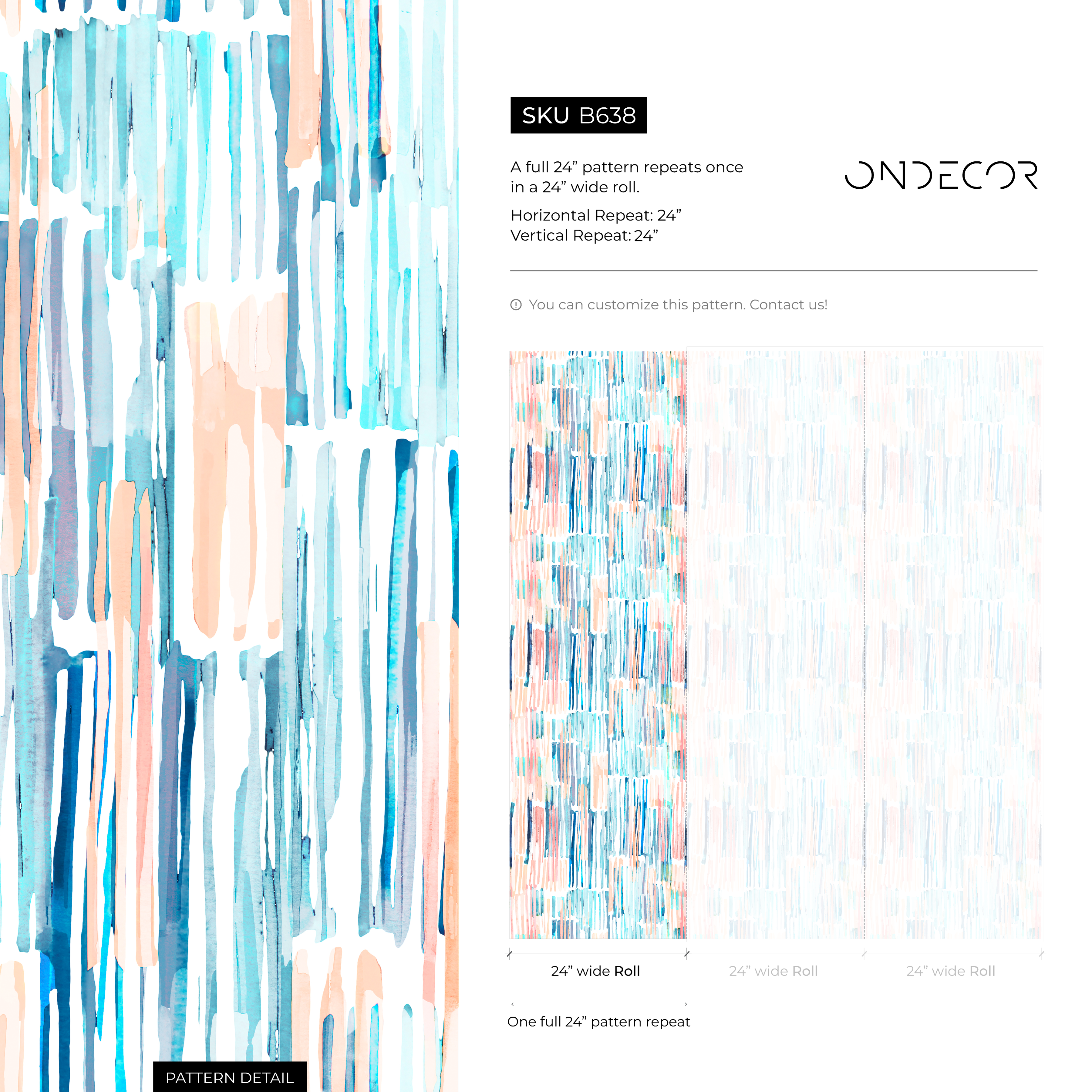 Abstract Wallpaper With Painterly Brushstrokes In Blue, Pink, And Peach - B638