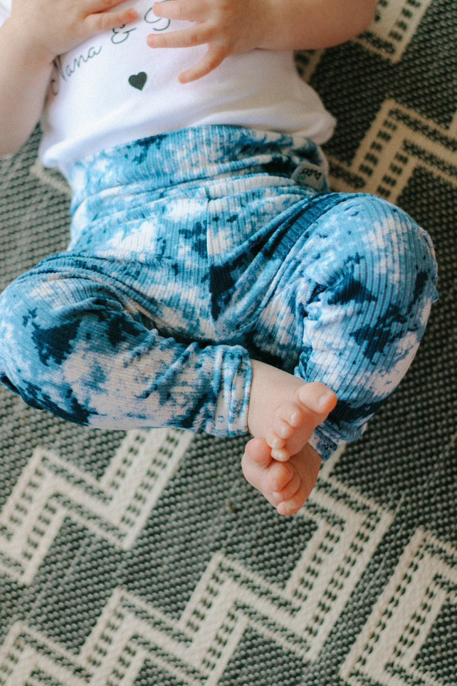 Denim Tie Dye Ribbed Leggings