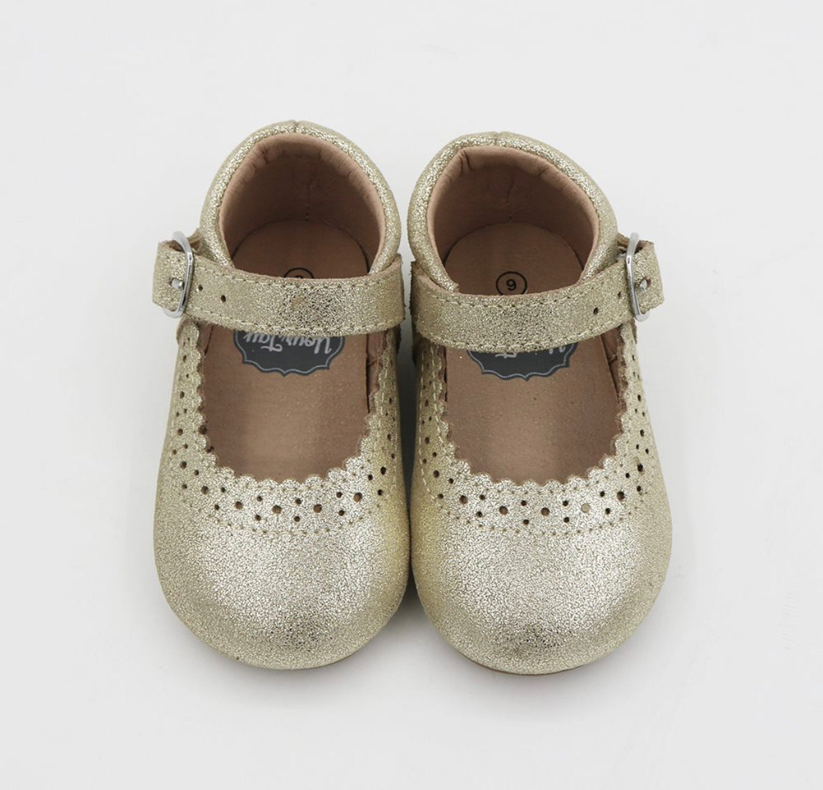 Mary-jane Gold Shimmer Suede Leather