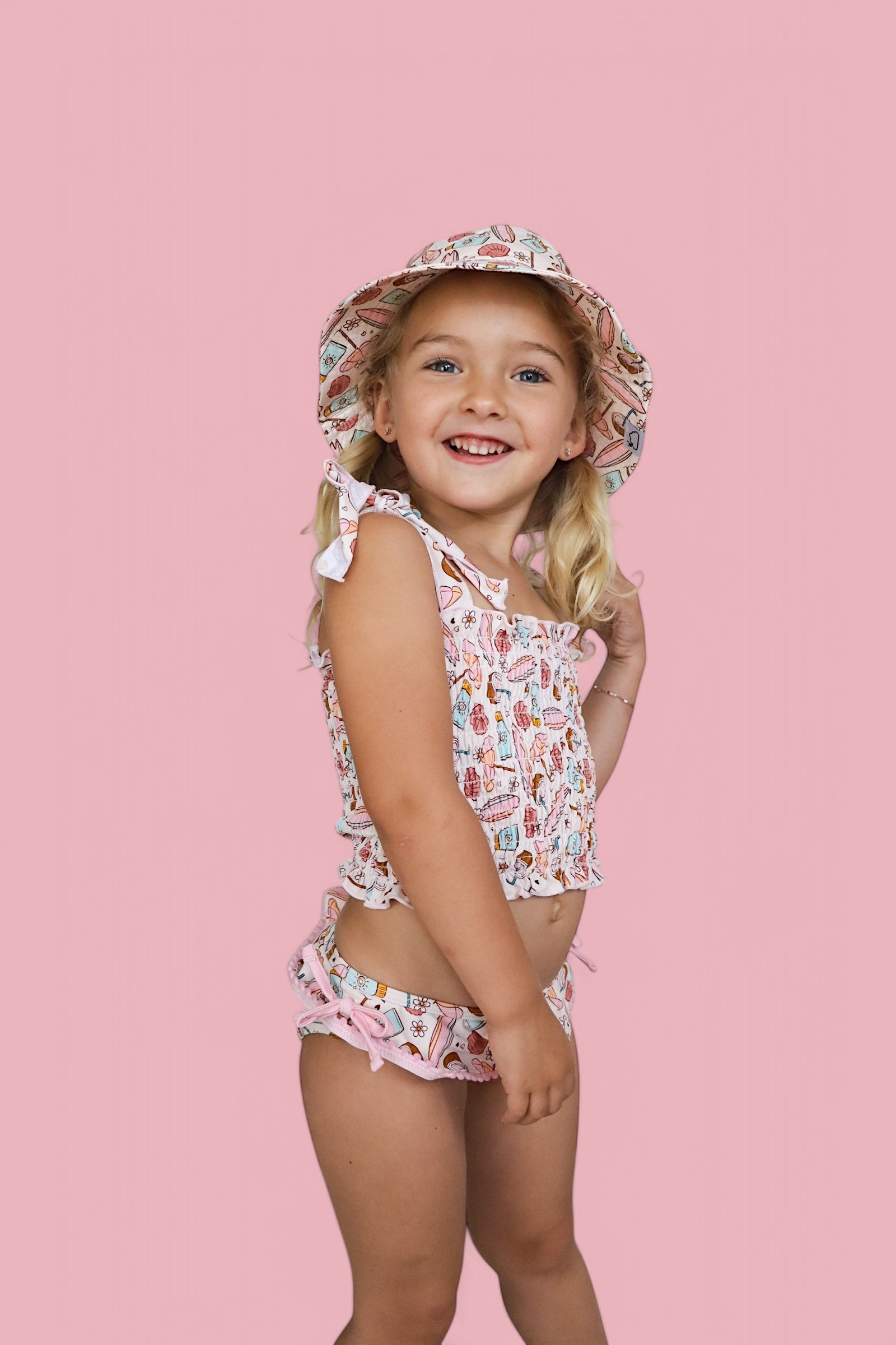 Fun In The Sun Dream Smocked Tankini Two Piece Swim Suit