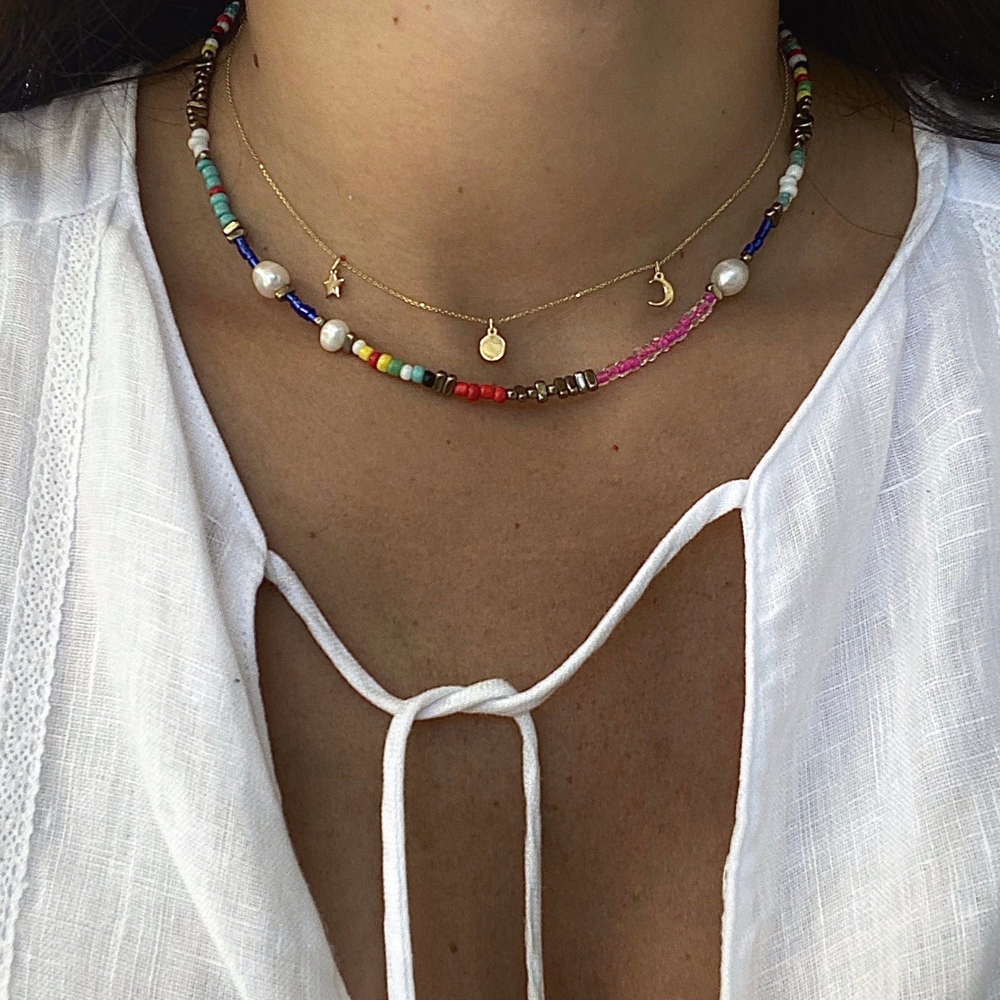 Celestial Solid Gold Necklace