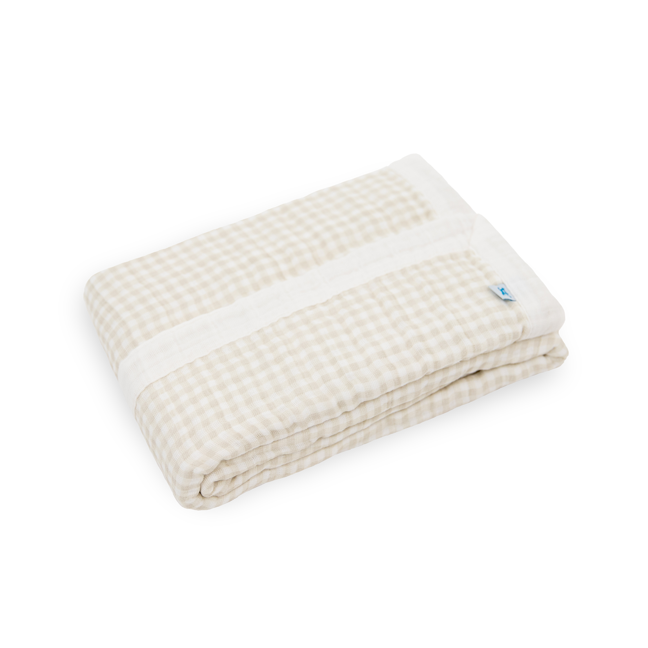Cotton Muslin Baby Quilt - Tan Gingham