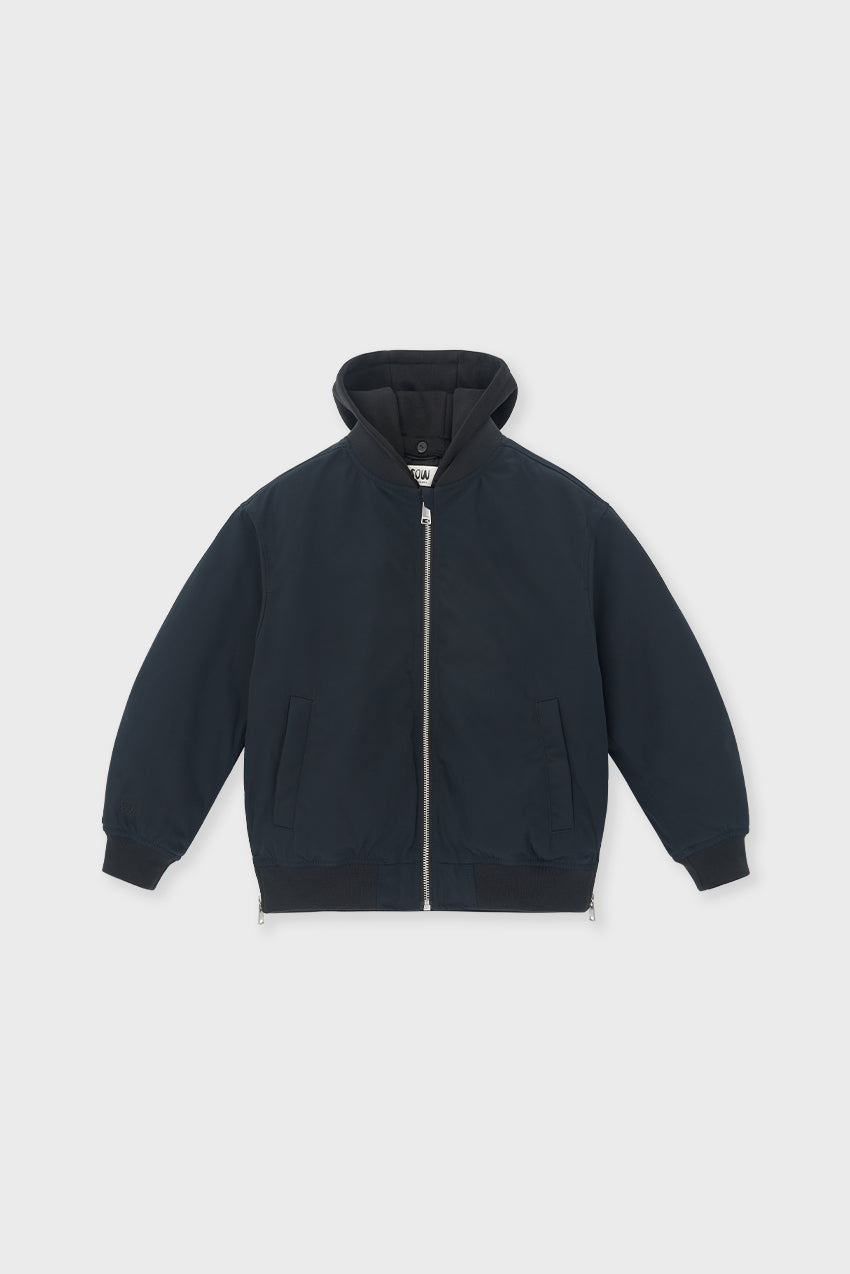 Padded Bomber Jacket With Removable Hood