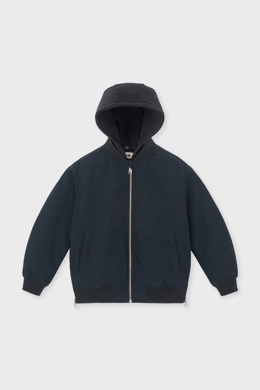 Padded Bomber Jacket With Removable Hood