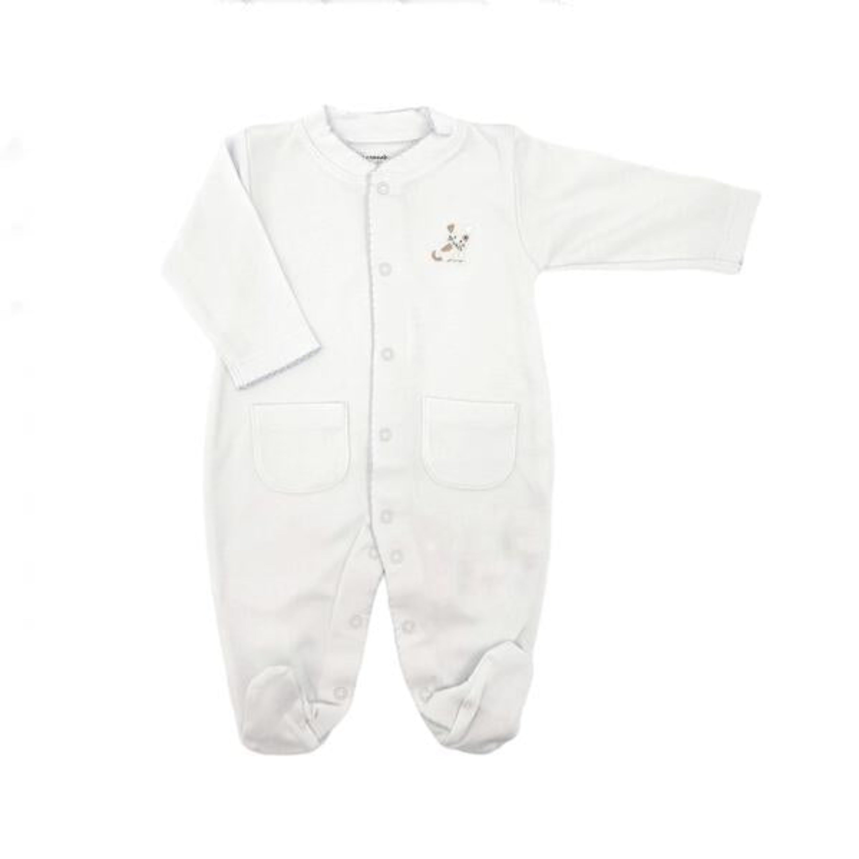 Pima Puppy Footie, White & Blue