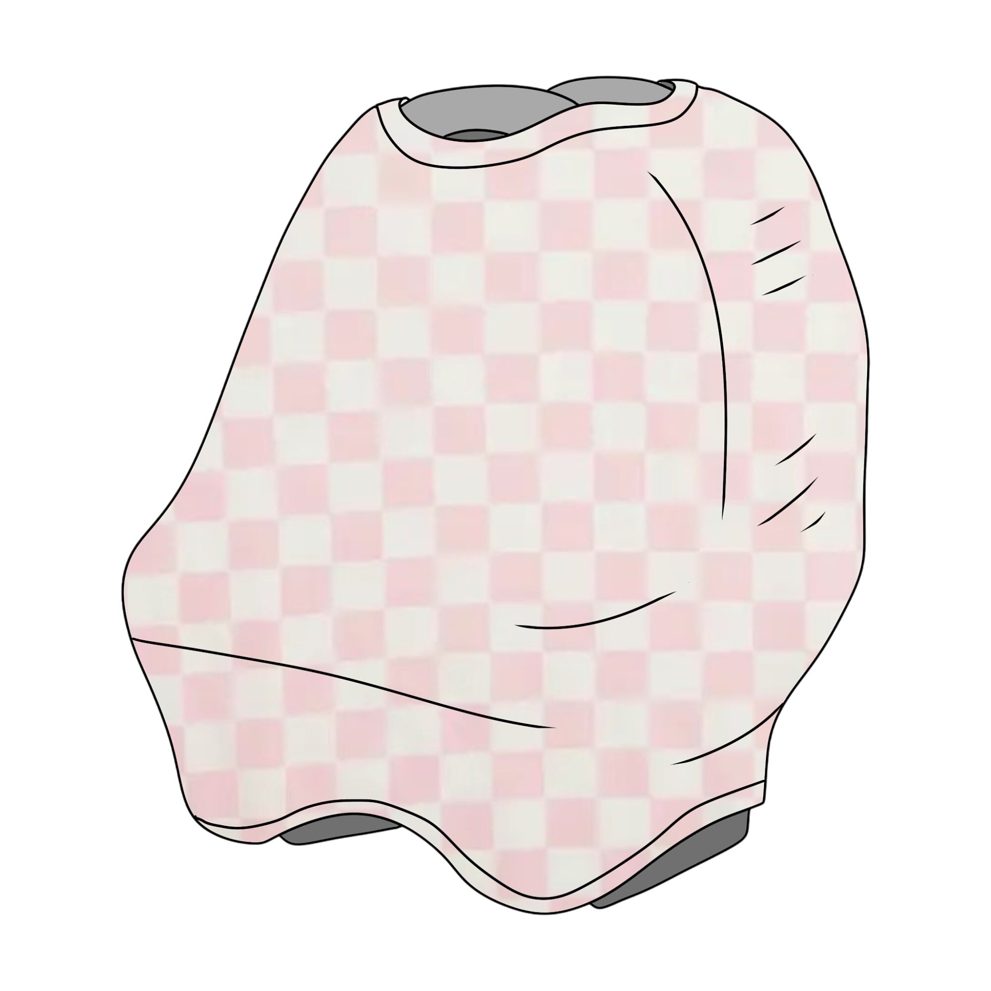 Sugar Pink & White Checkered Carseat Cover