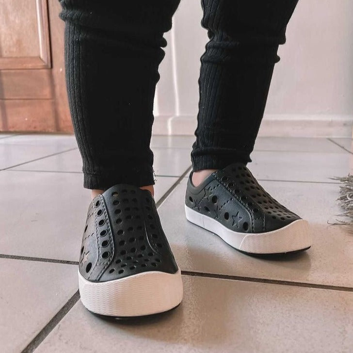 Toddler Perforated Slip On Water Sneakers in Black - Ello