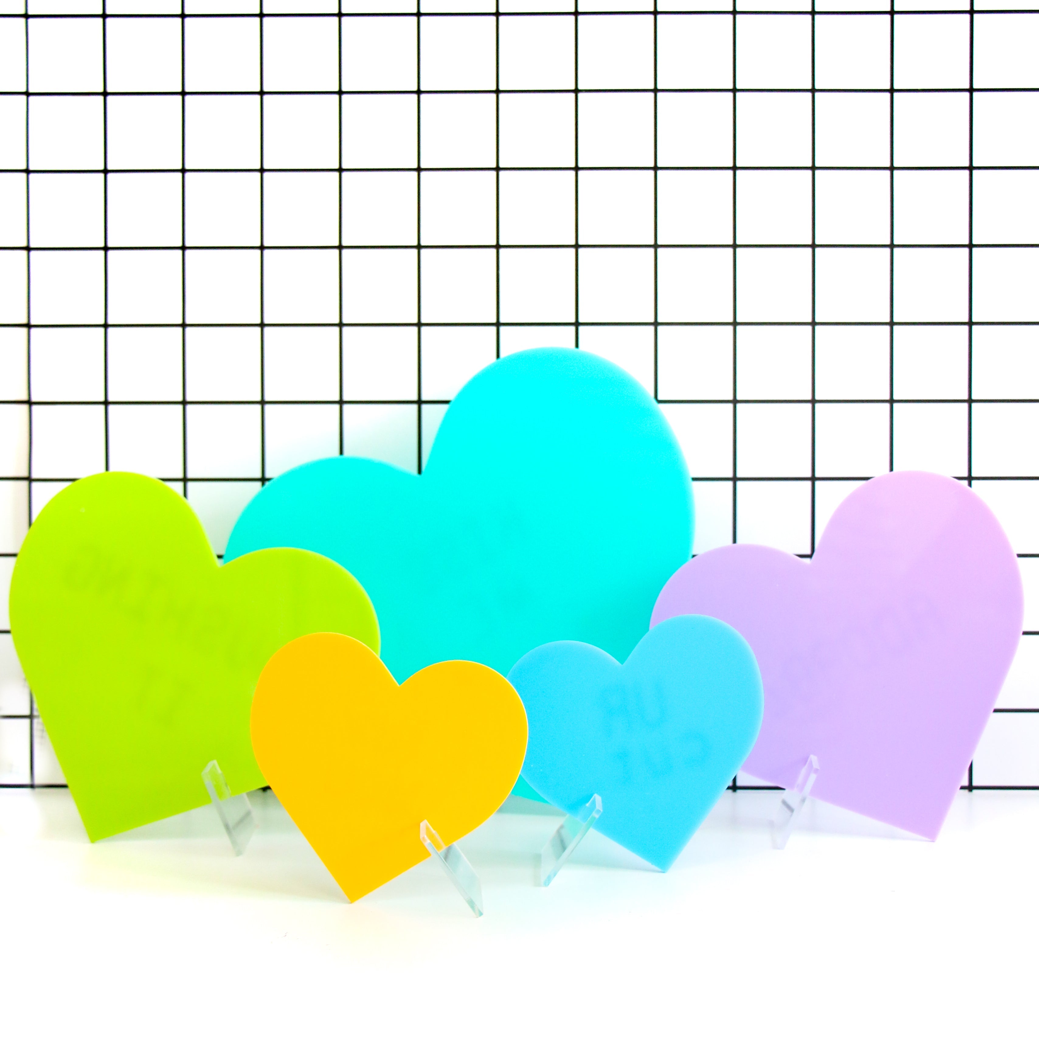 Cool Tone Acrylic Hearts - Customize With Included Stickers