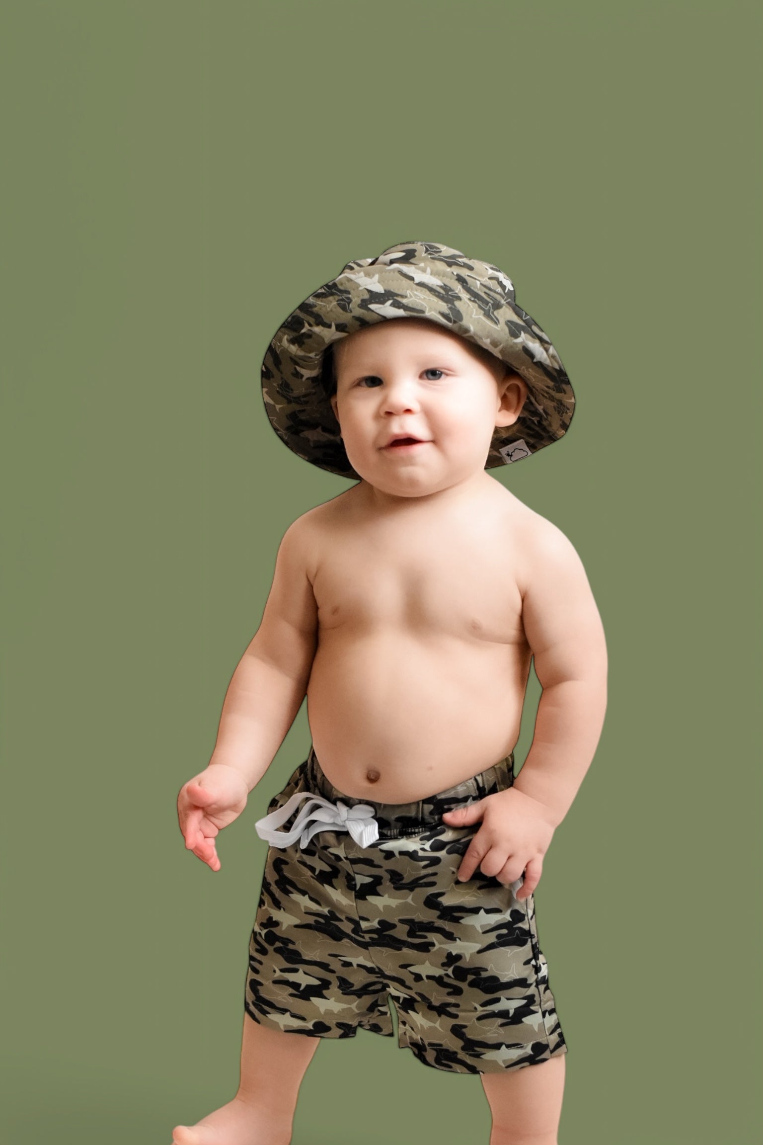 Camo Shark Boy's Dream Swim Trunks