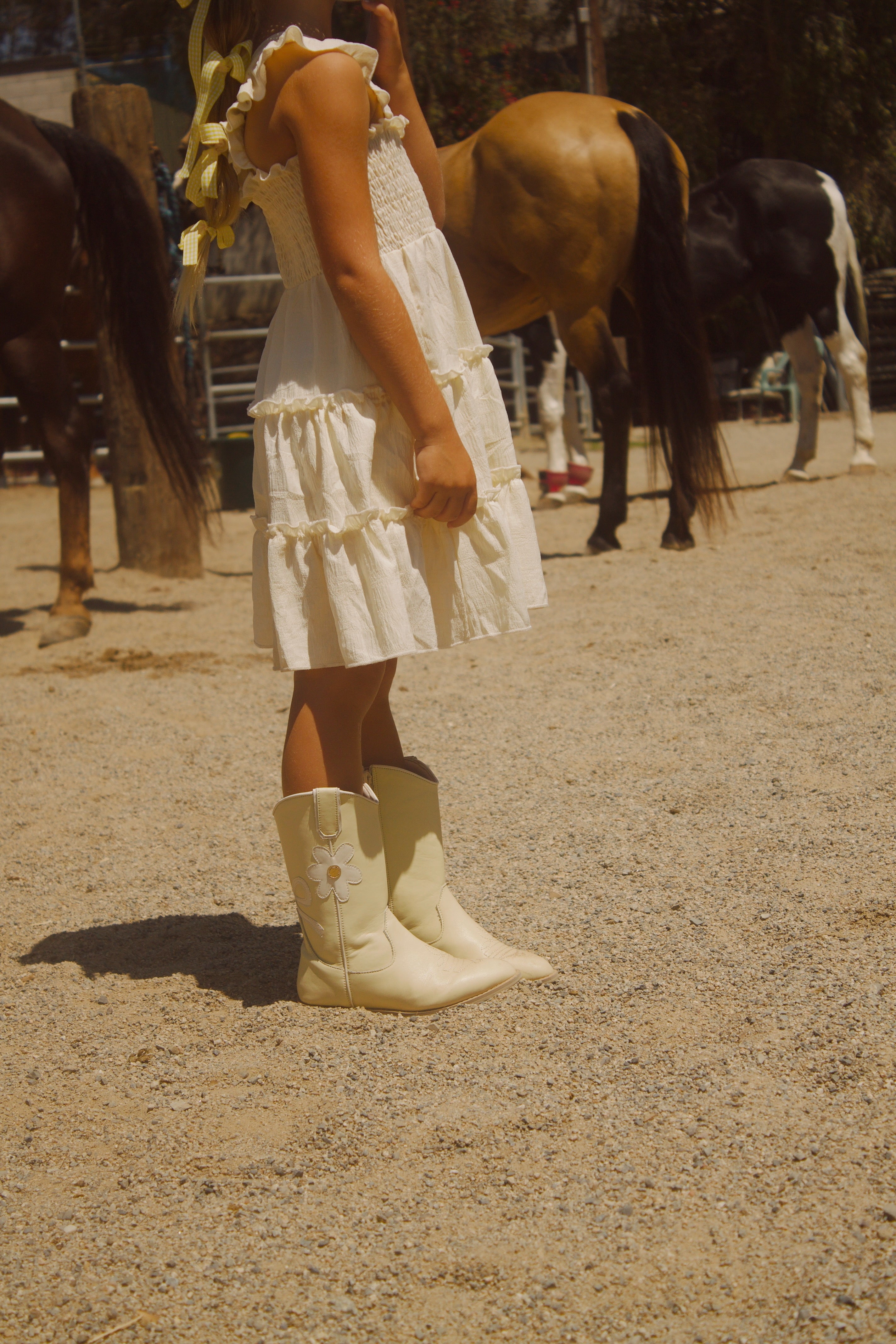 Chasing Daisies Butter Yellow Toddler Cowgirl Boots – Vegan Leather Western Boots For Girls