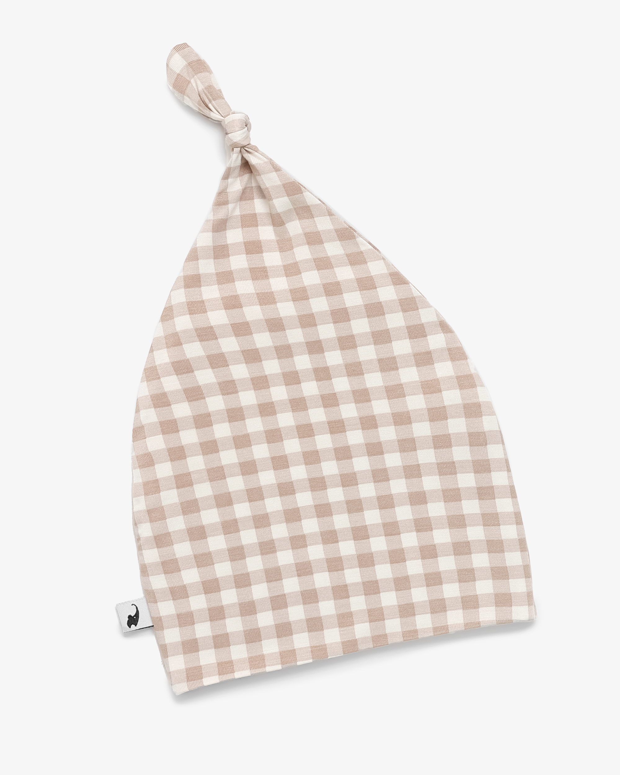 Gingham Print Top Knot Hat