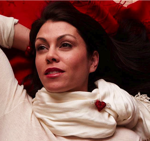 Heart With Wings Brooch, Red