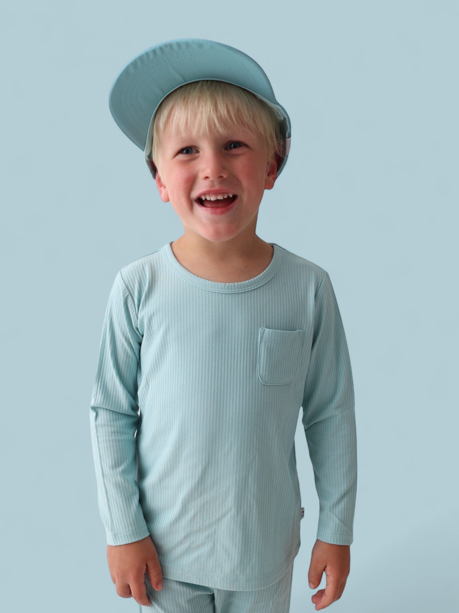 Hazy Blue Rib Dream Pocket Tee