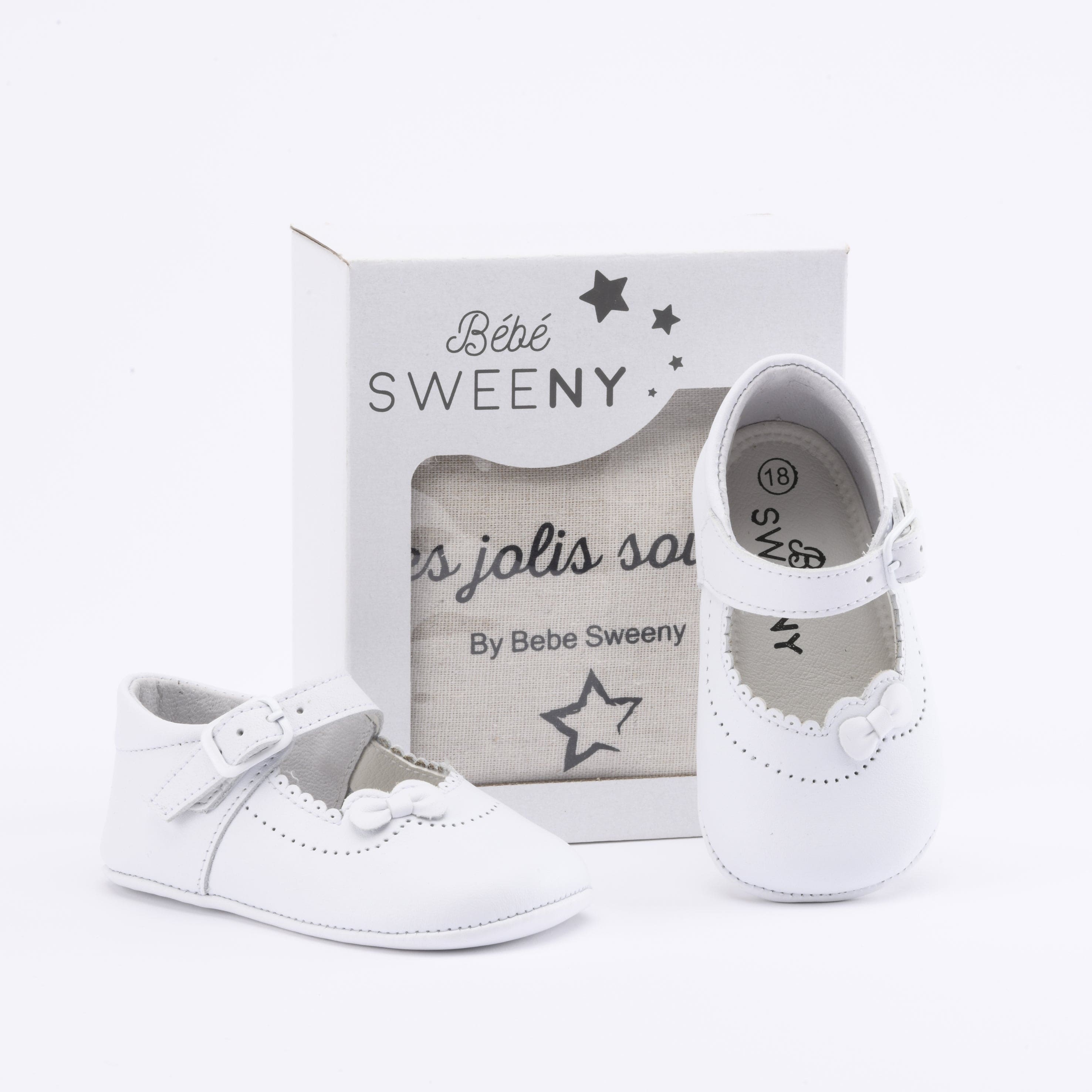 Girls White Leather Pre-walker Shoes