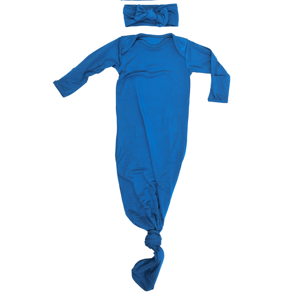 Blue Knotted Newborn Baby Gown