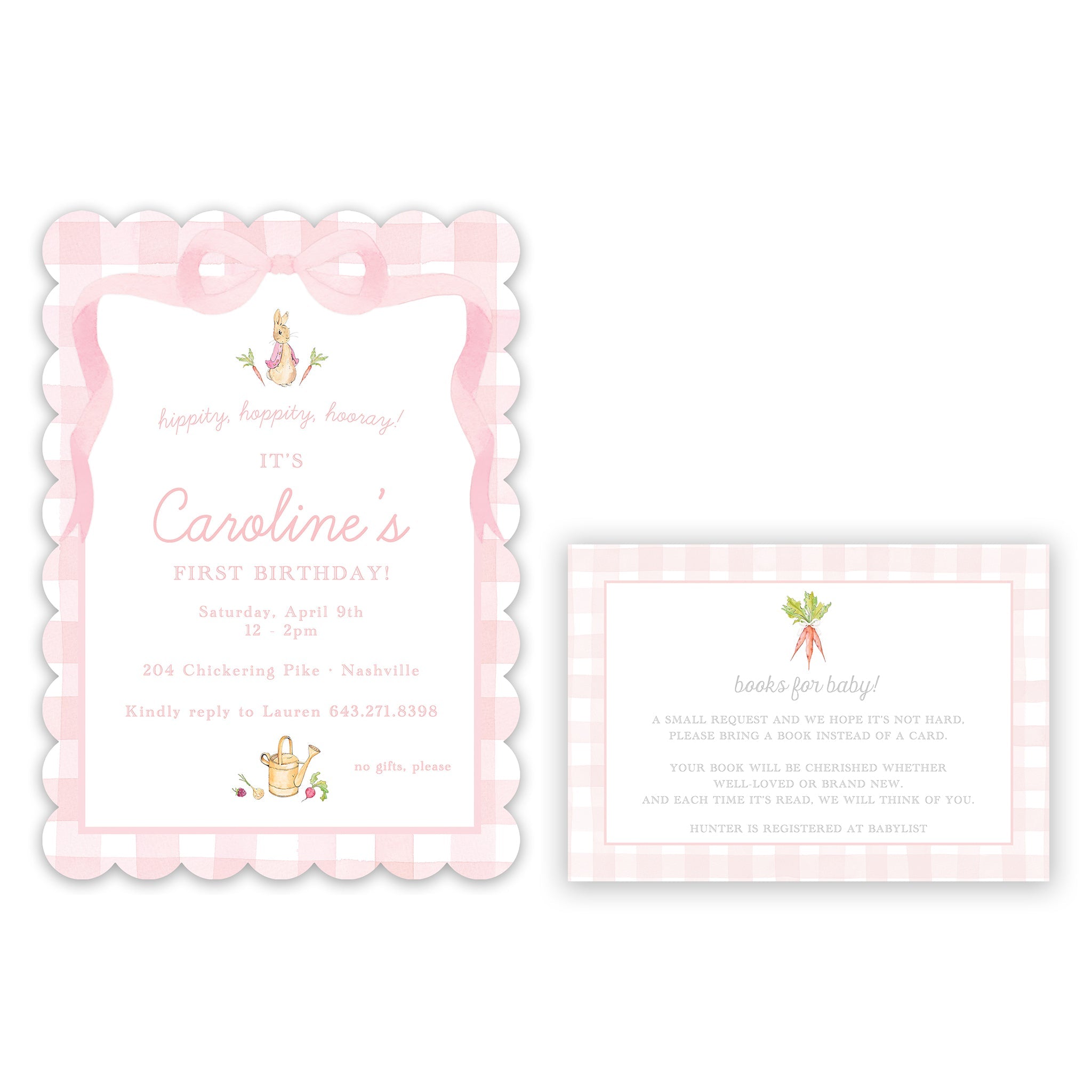Peter Rabbit Pink Books For Baby Enclosure Card