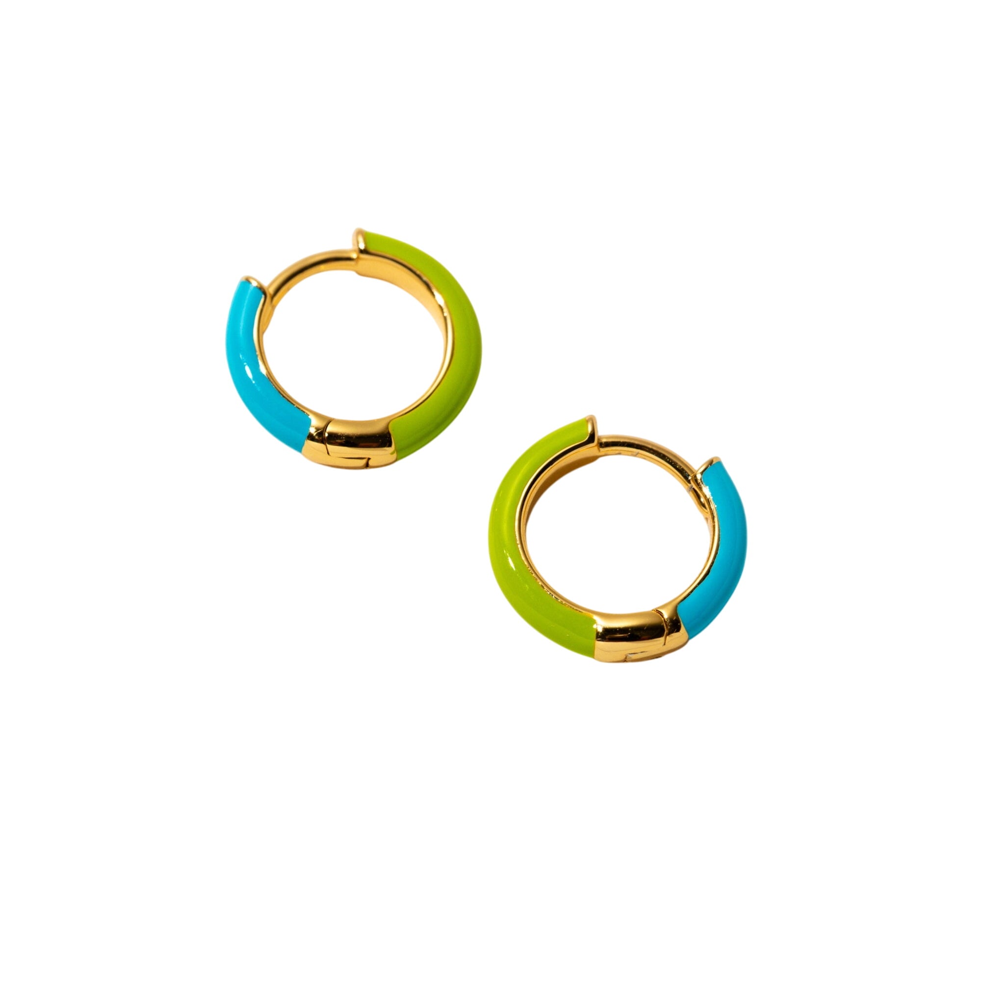 Two Tone Enamel Huggie Hoops