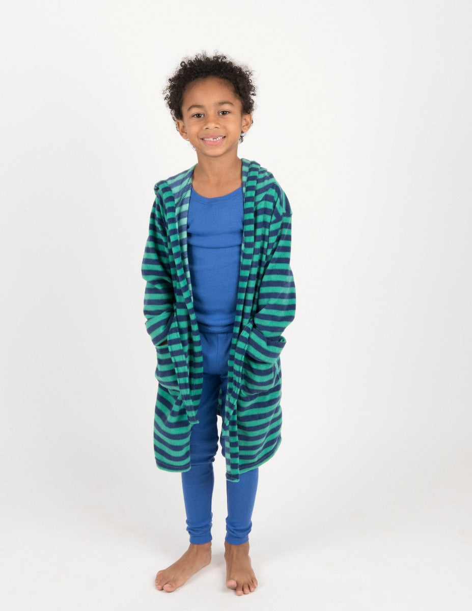 Kids Fleece Stripes Hooded Robe