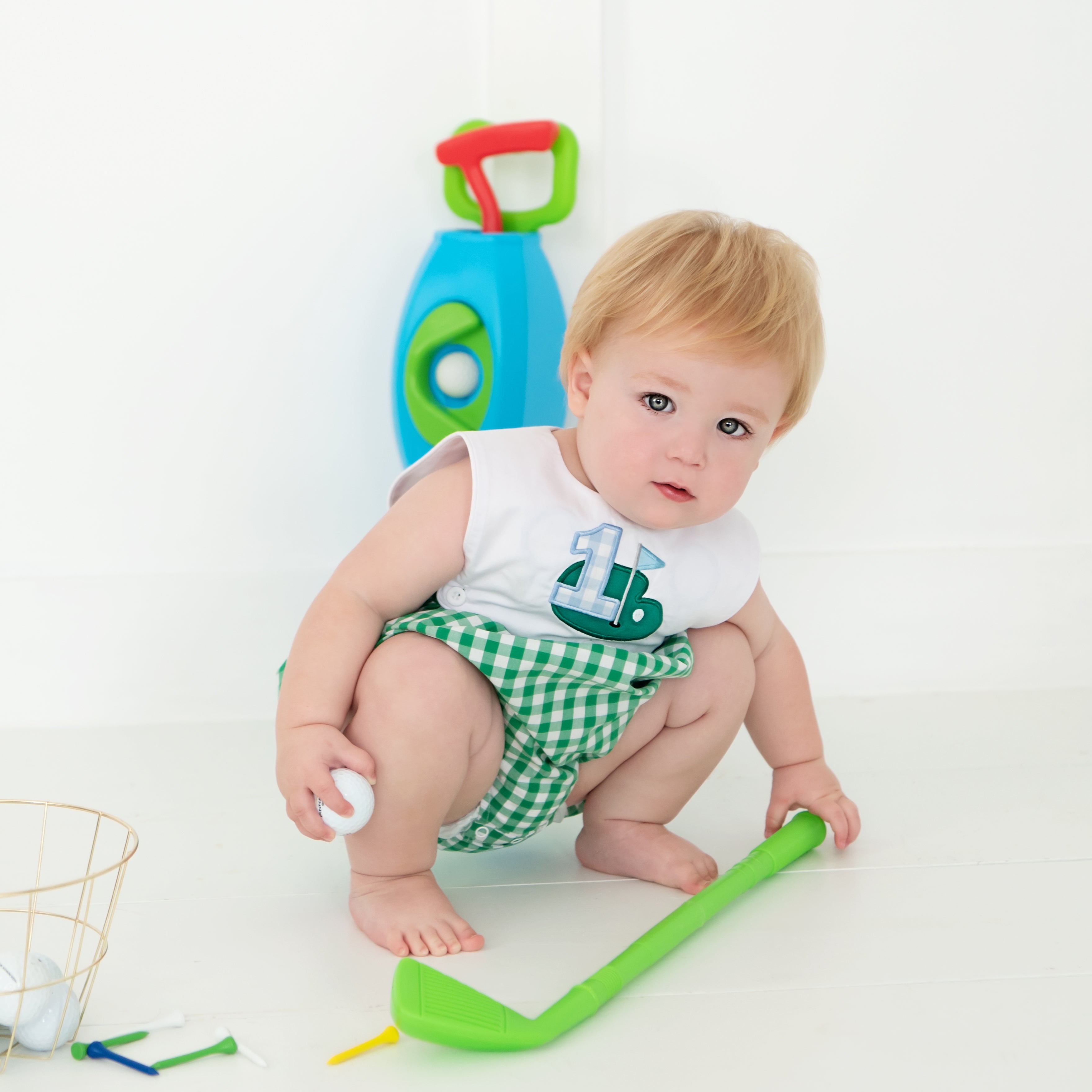 Hole-in-one First Birthday Boys Reversible Golf Bubble