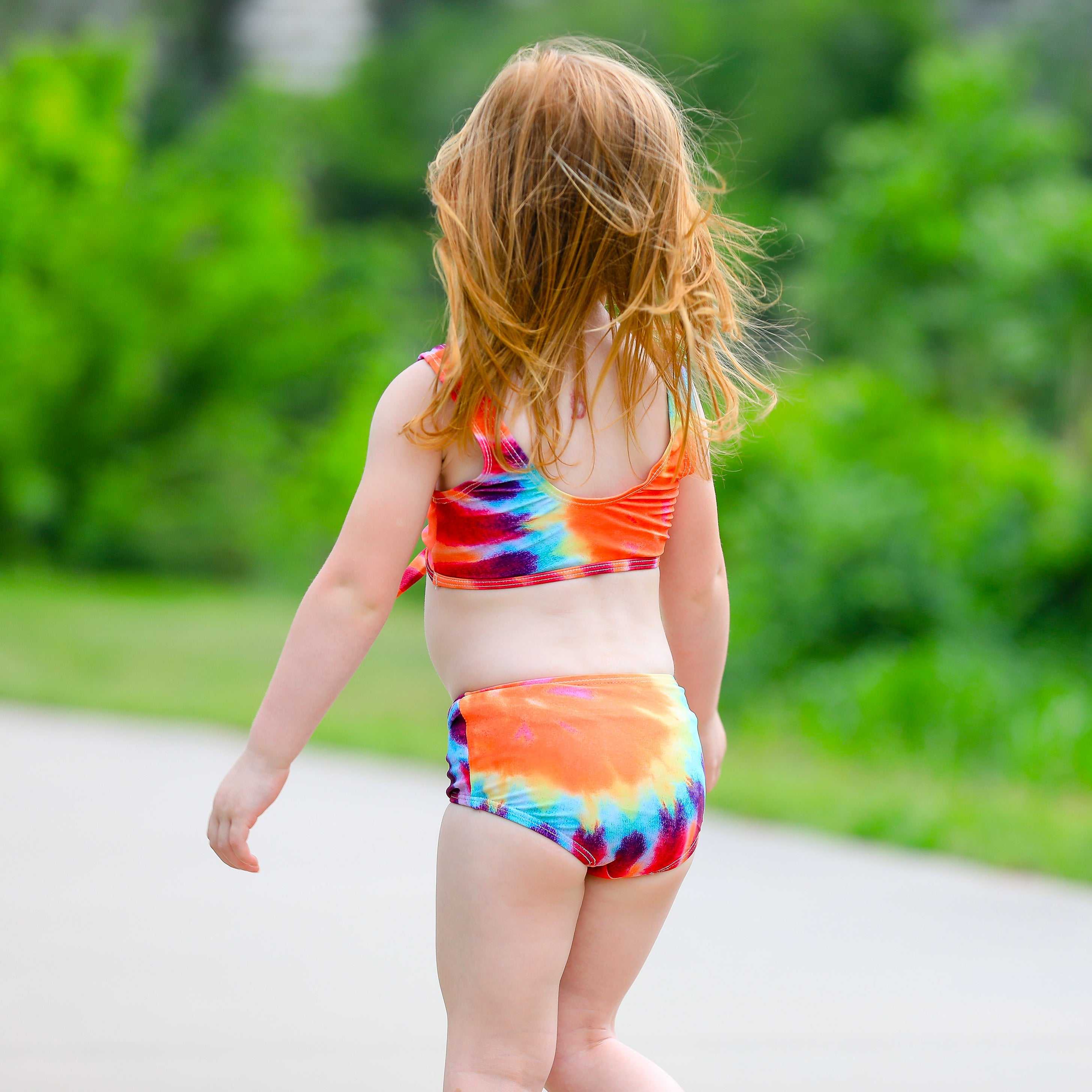 Al Limited Girls 2 Piece Tie Dye Tankini Swimsuit Swirl Rainbow