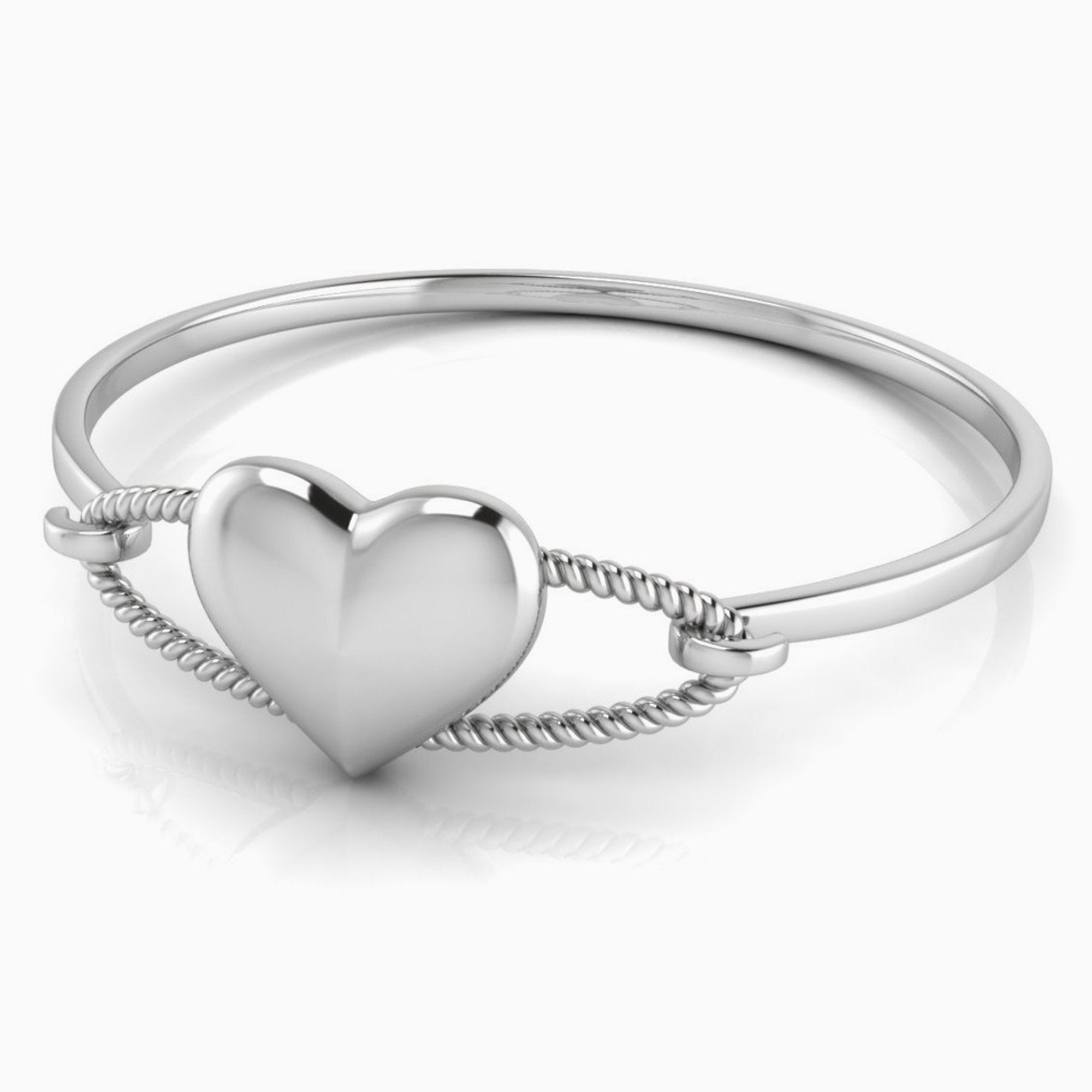 Sterling Silver Baby Cord Heart Bracelet Bangle By Krysaliis