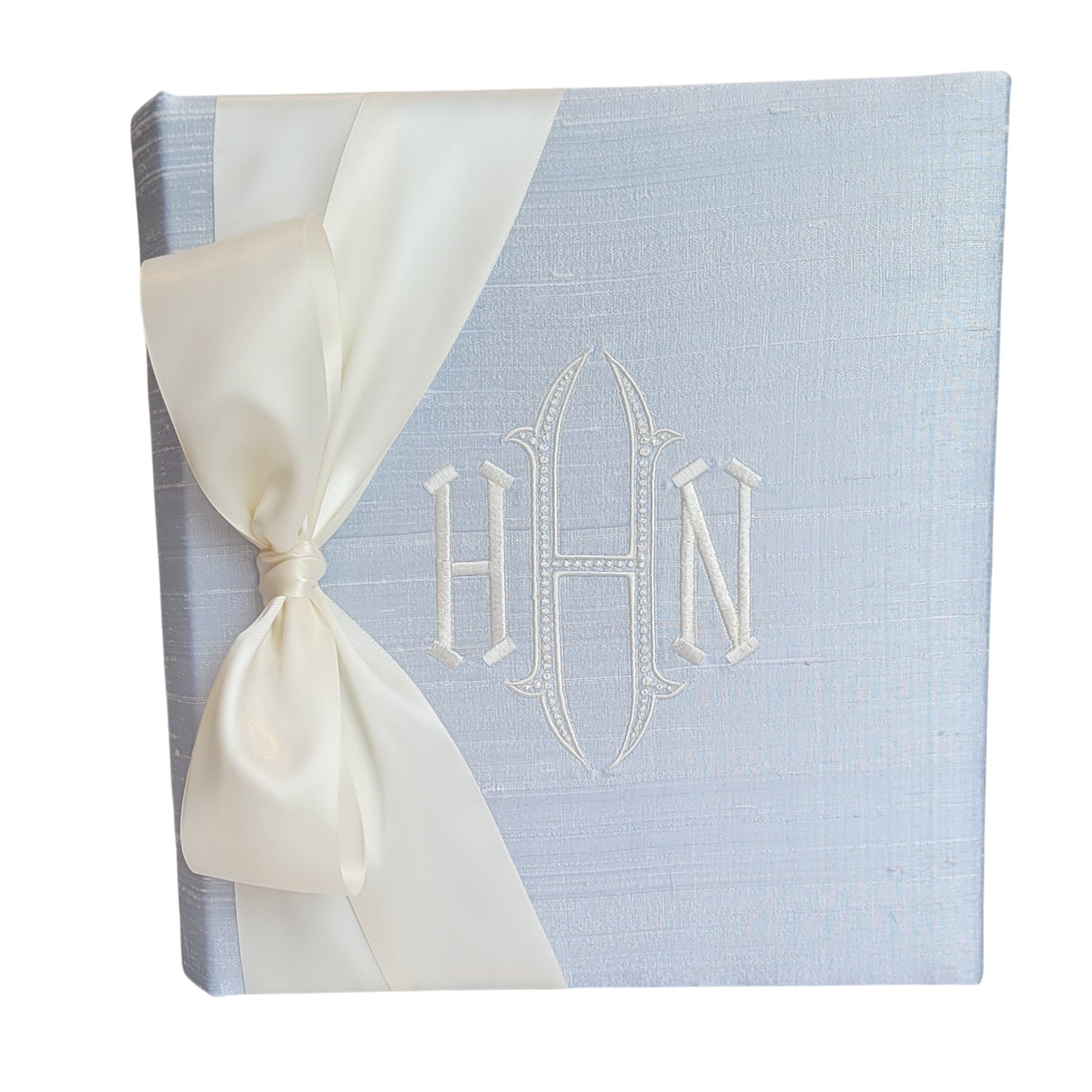 Baby Memory Book - Blue Silk (w/ Satin Bow)