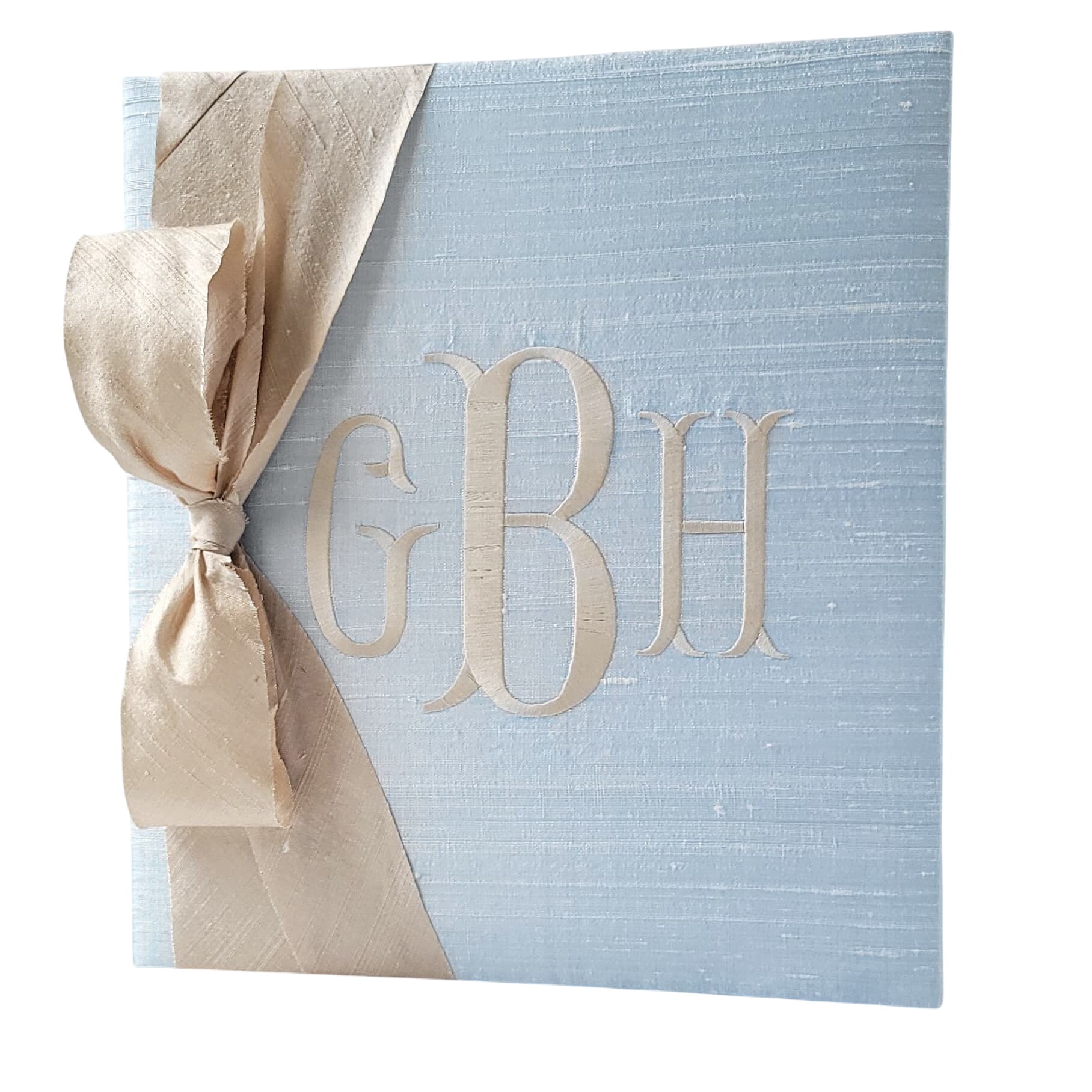 Baby Memory Book - Blue Silk (w/ Silk Bow)