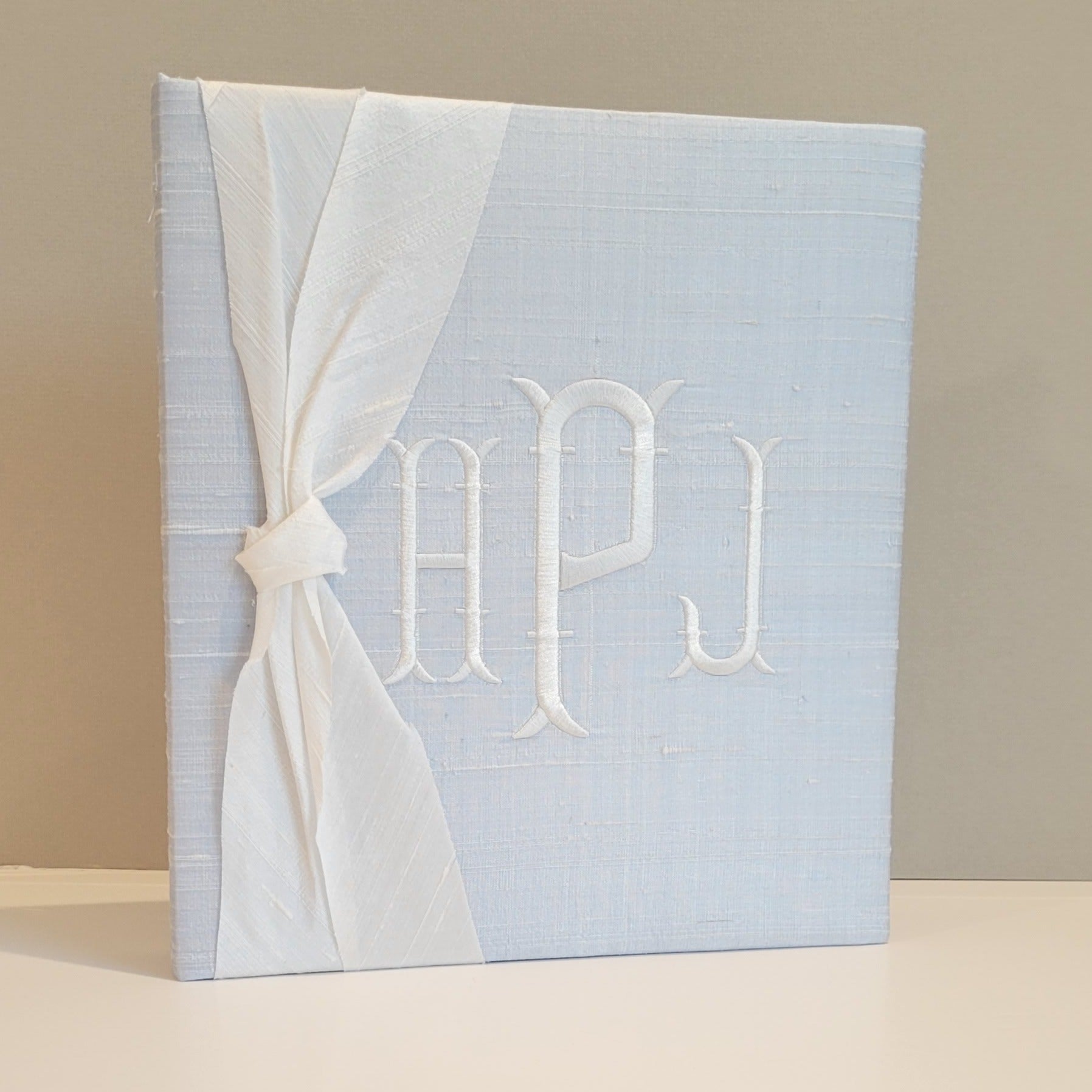 Baby Memory Book - Blue Silk (w/ Silk Bow)
