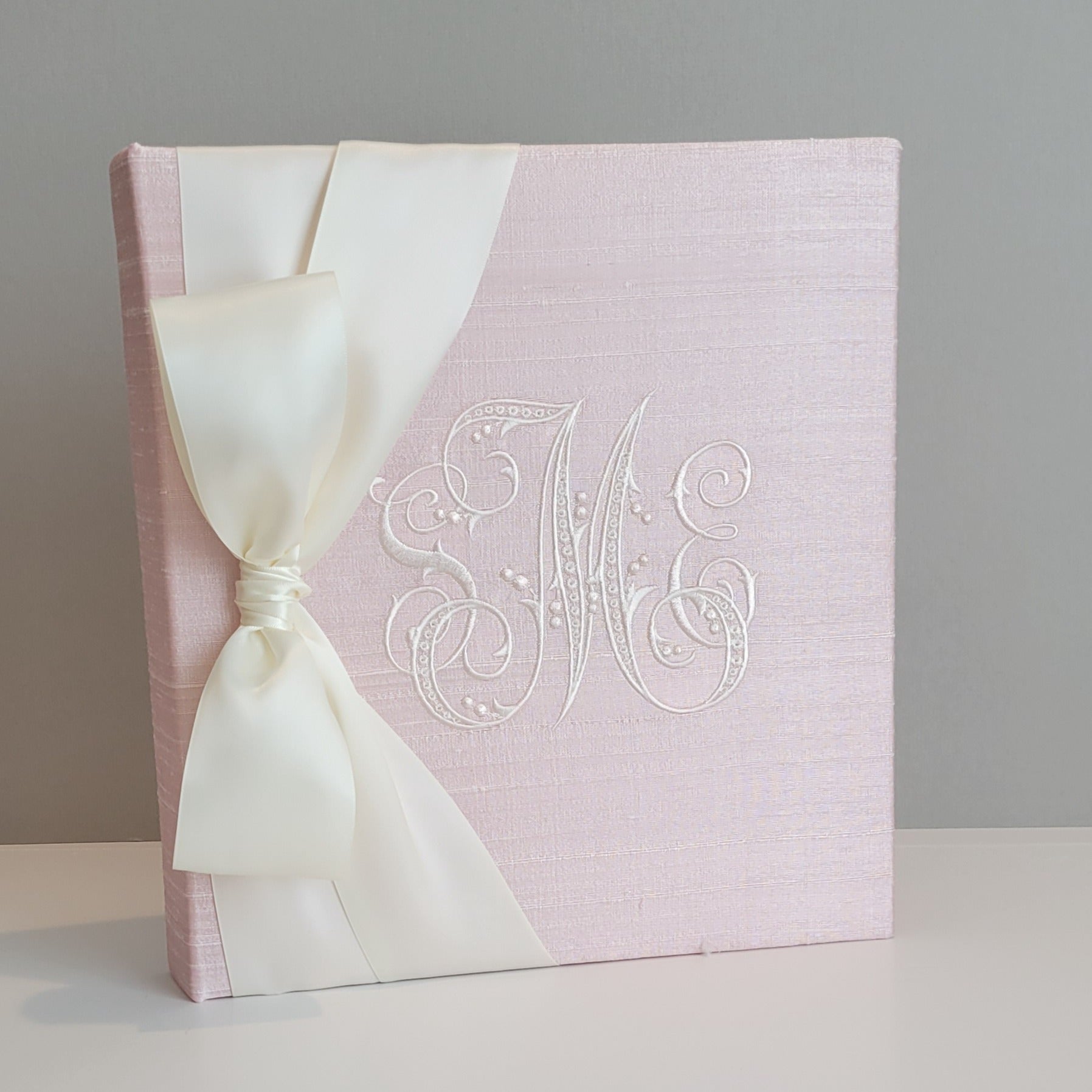 Baby Memory Book - Pink Silk (w/ Satin Bow)
