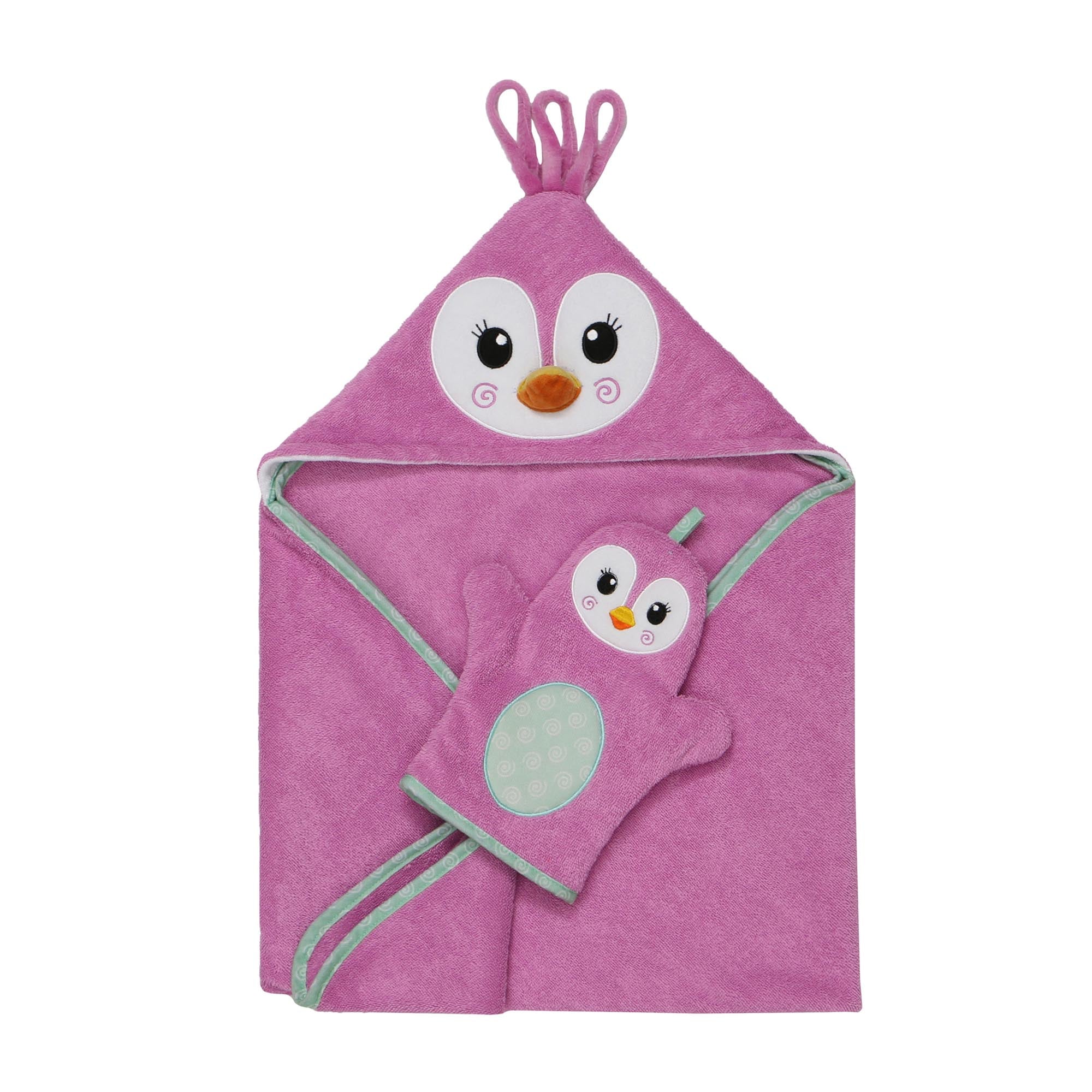 Baby Plush Terry Hooded Bath Towel - Penny The Penguin