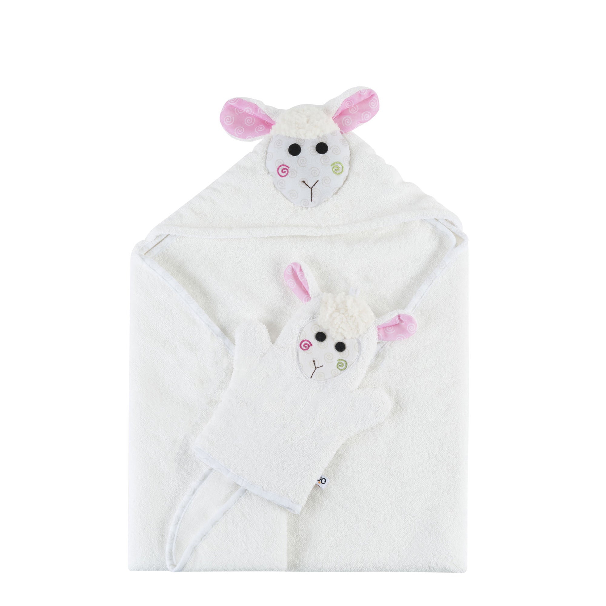 Baby Plush Terry Hooded Bath Towel - Lola The Lamb
