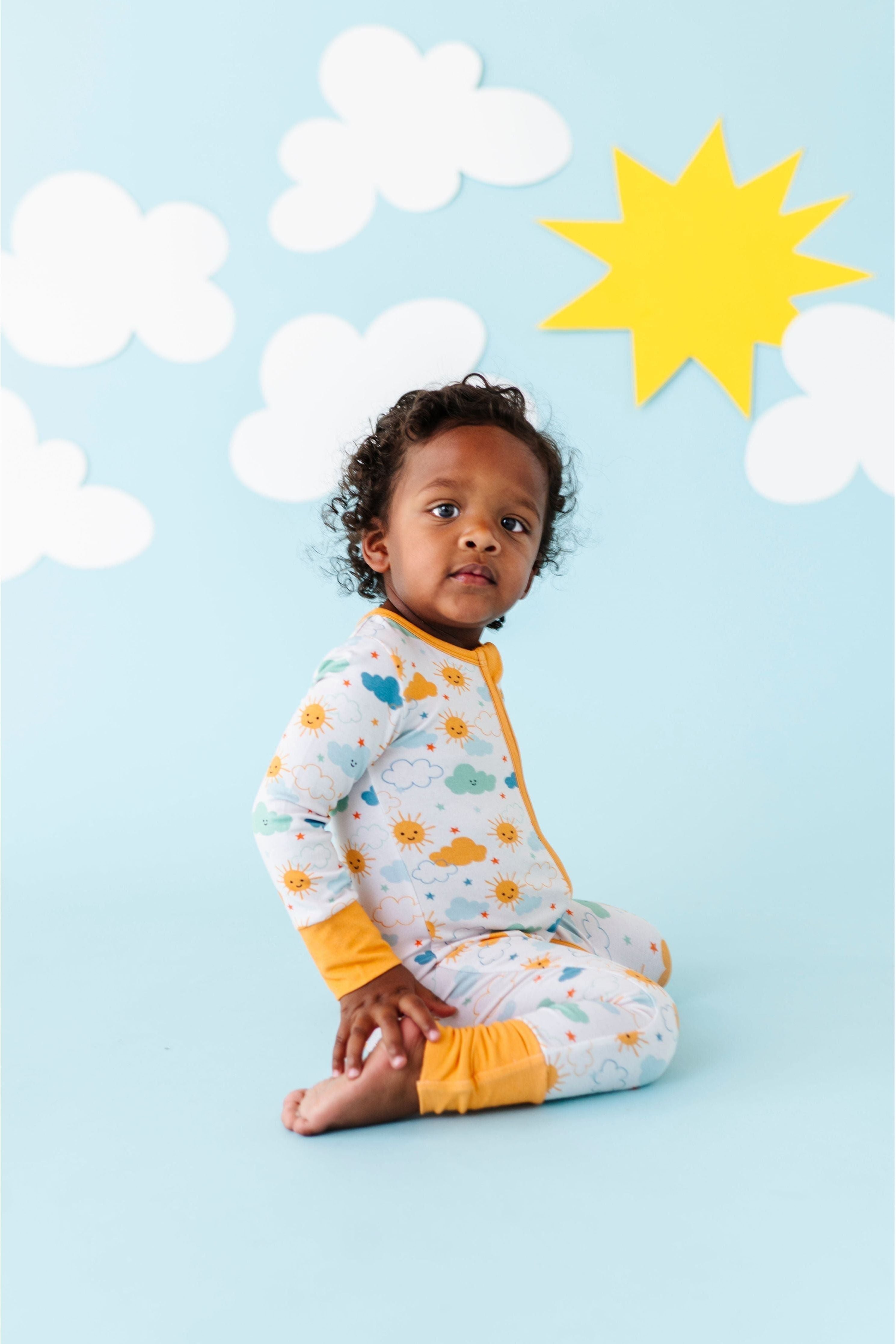 Bamboo One Piece Zip Pajama - Here Comes The Sun