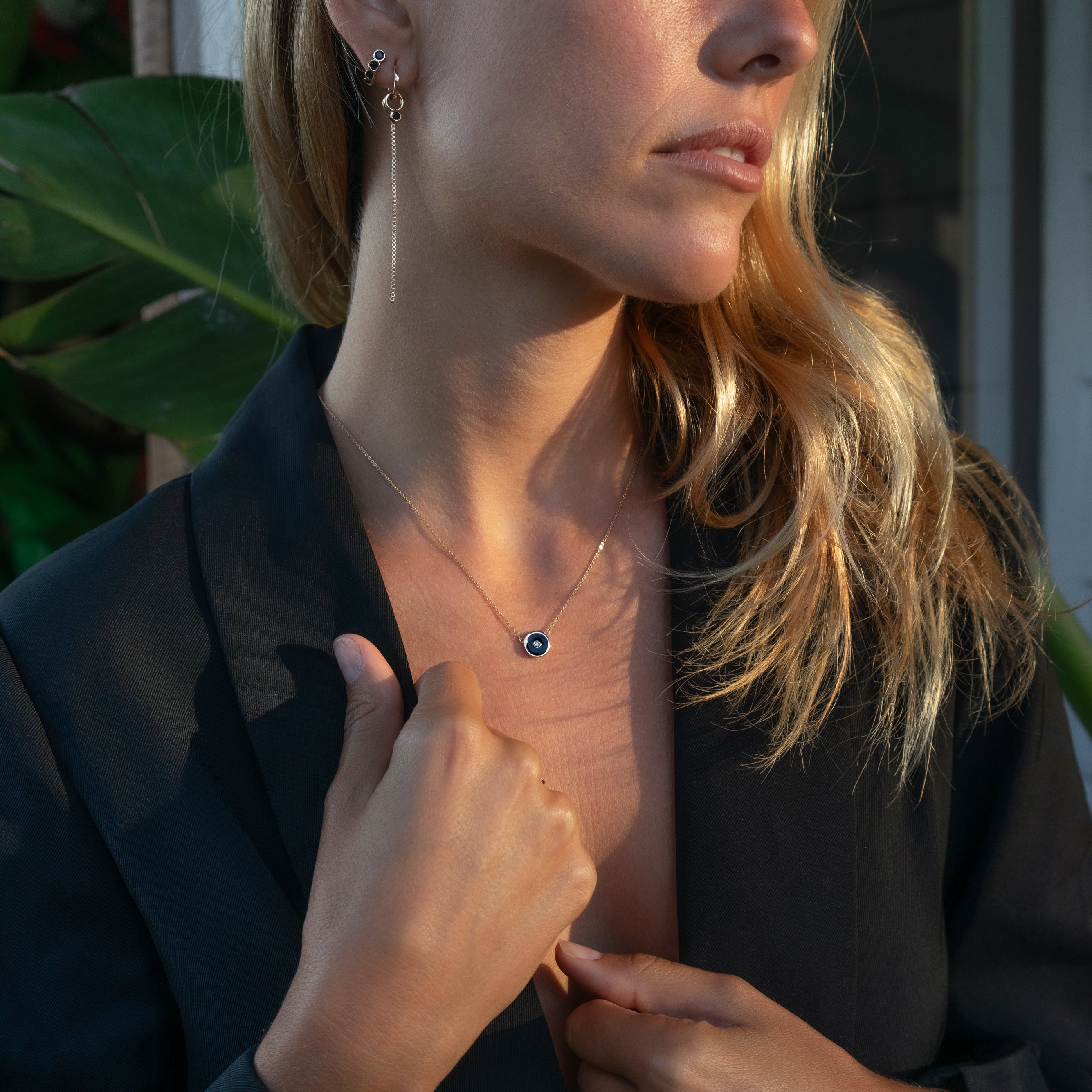 Balia Petite Black Enamel Necklace