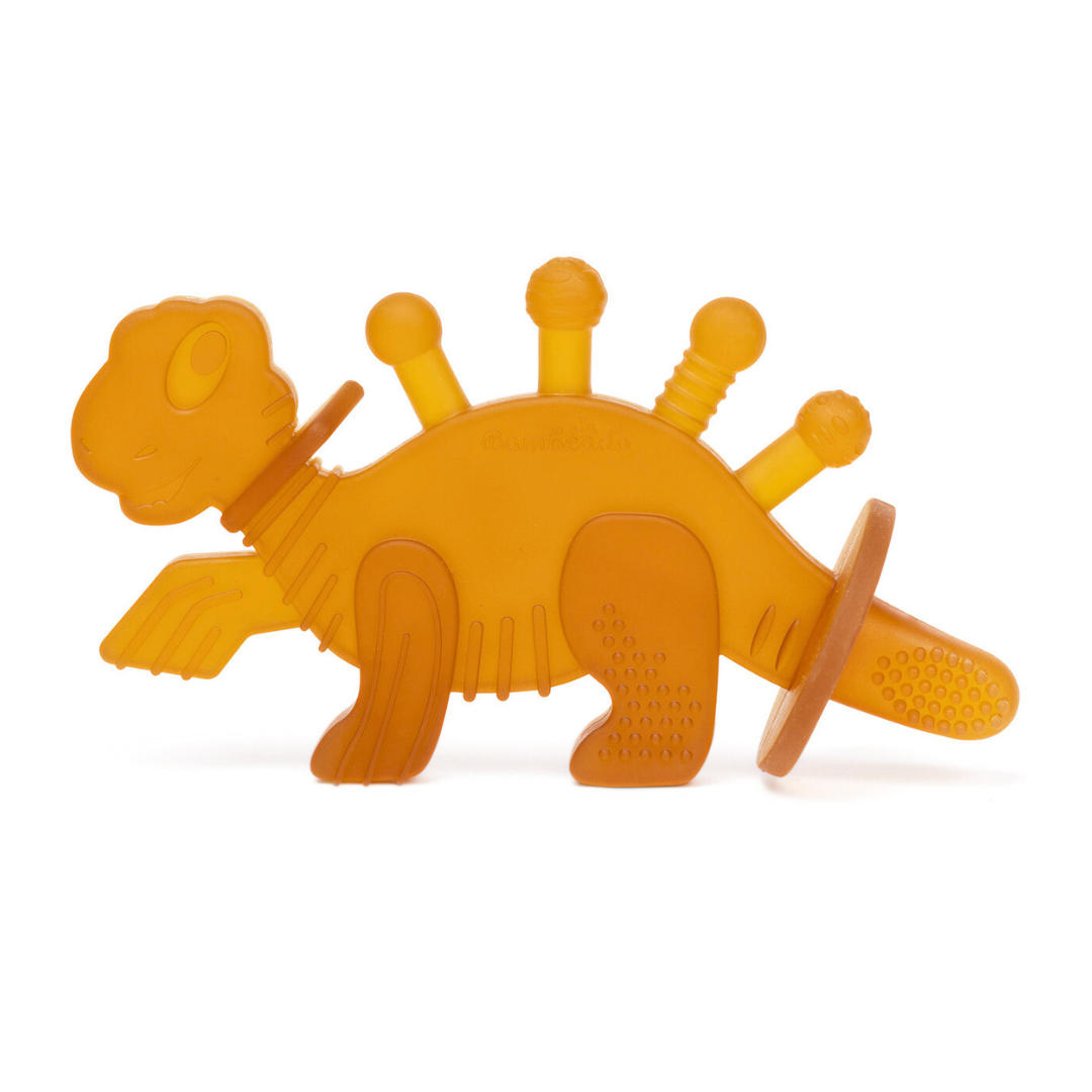 Dibly Amber - Baltic Amber & Natural Rubber Dinosaur Teether With Toothbrush Tail