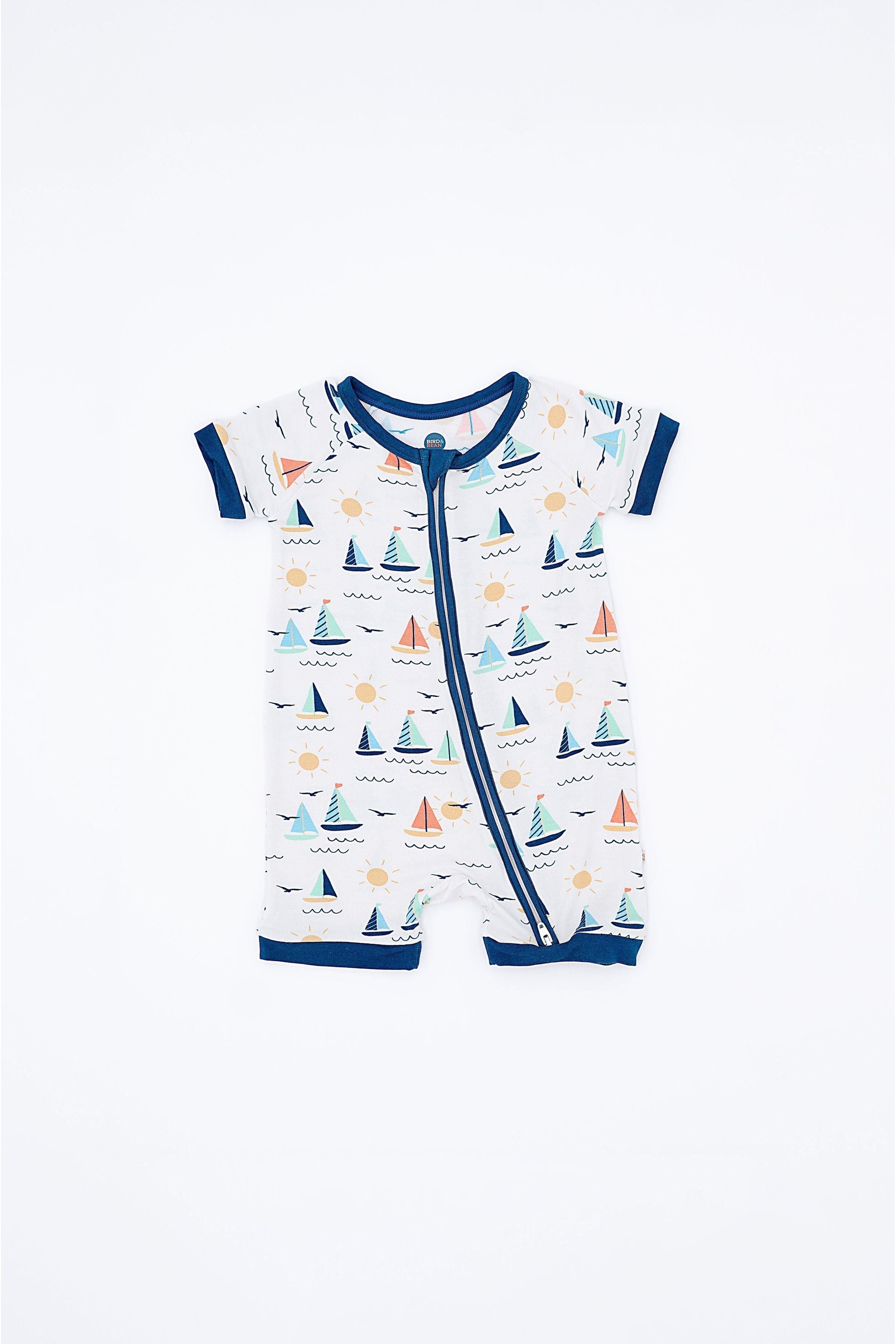 Bamboo Shortie Zip Romper - Kai