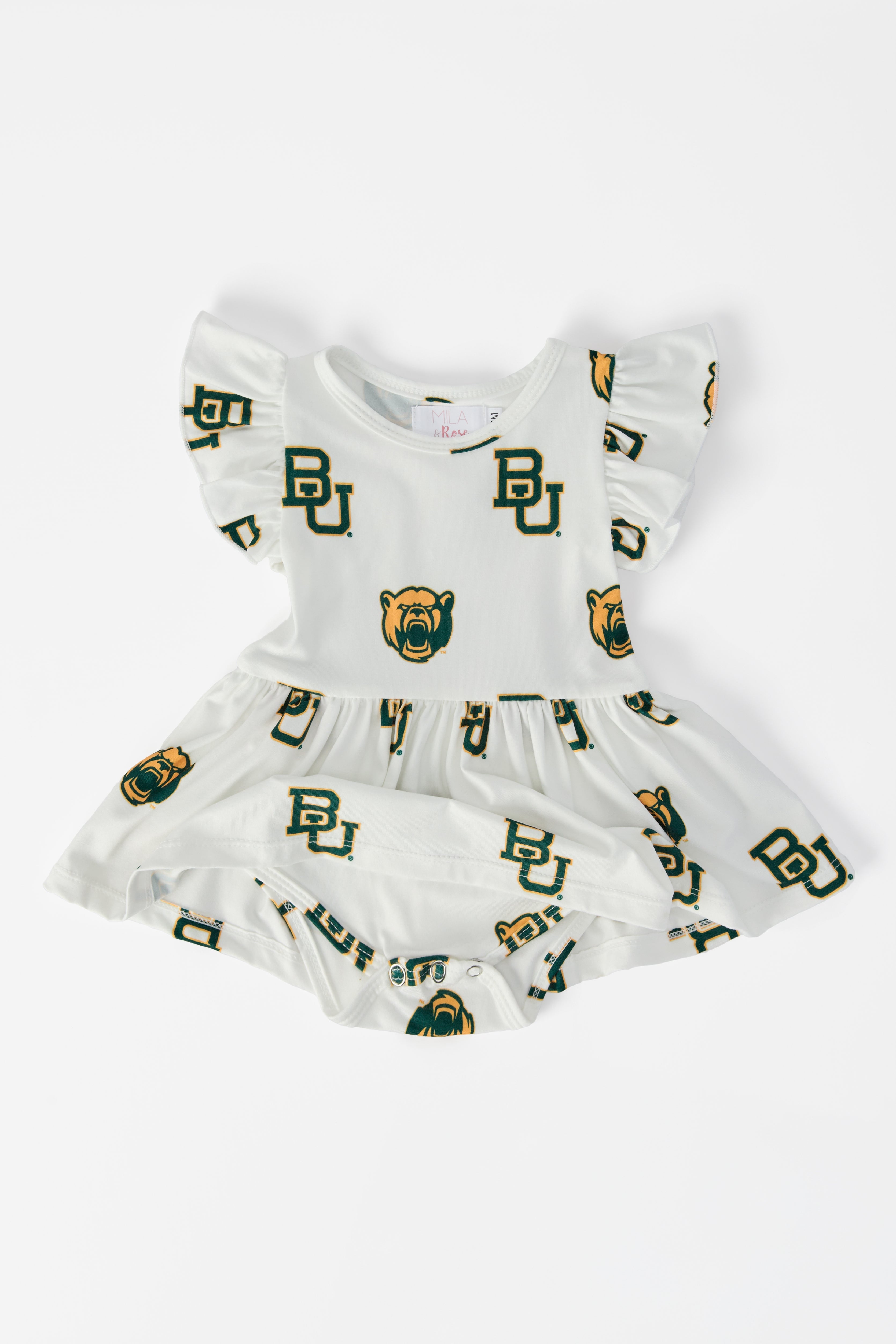 Baylor White Bear Flutter Twirl Bodysuit