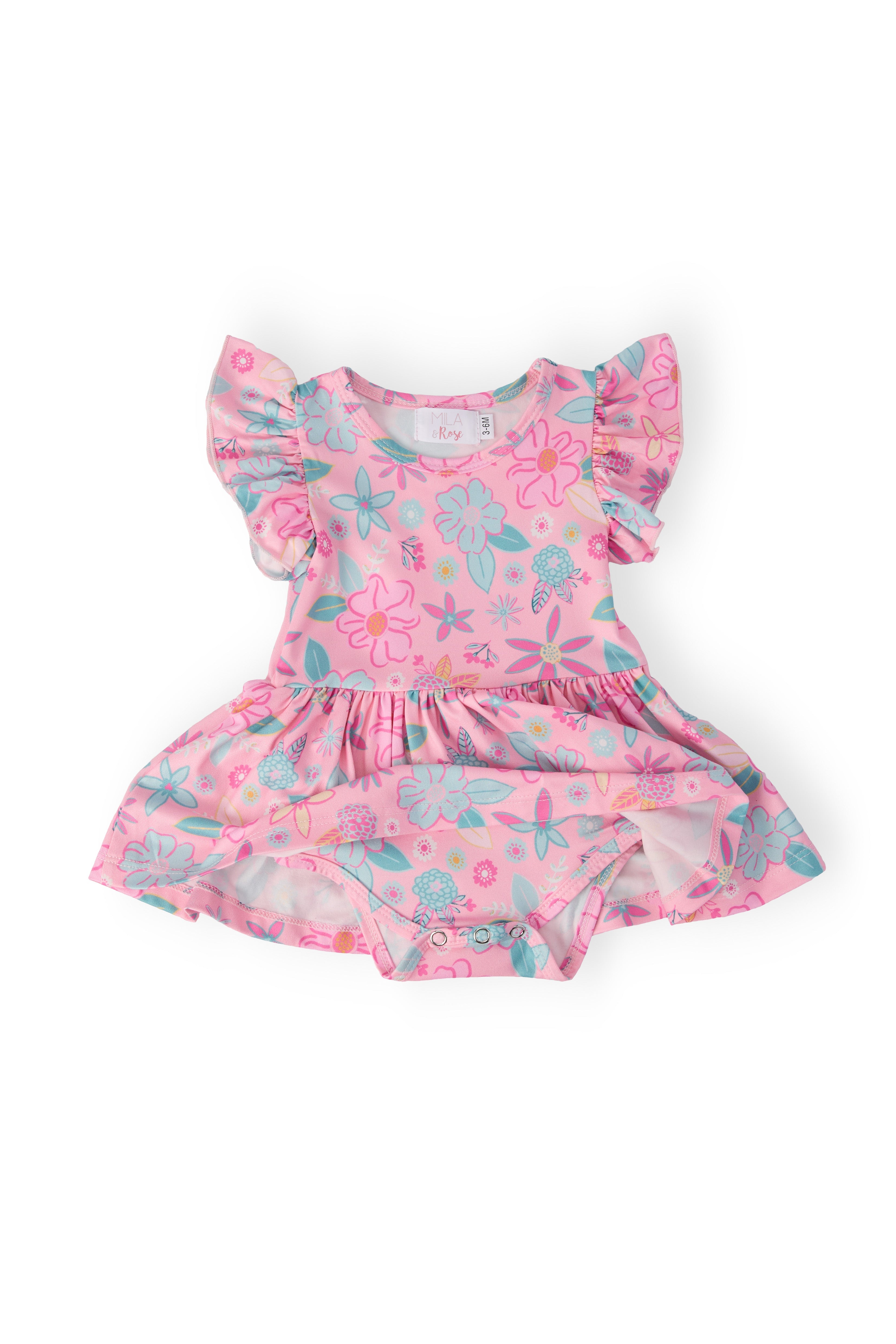 Beachy Blooms S/s Flutter Twirl Bodysuit